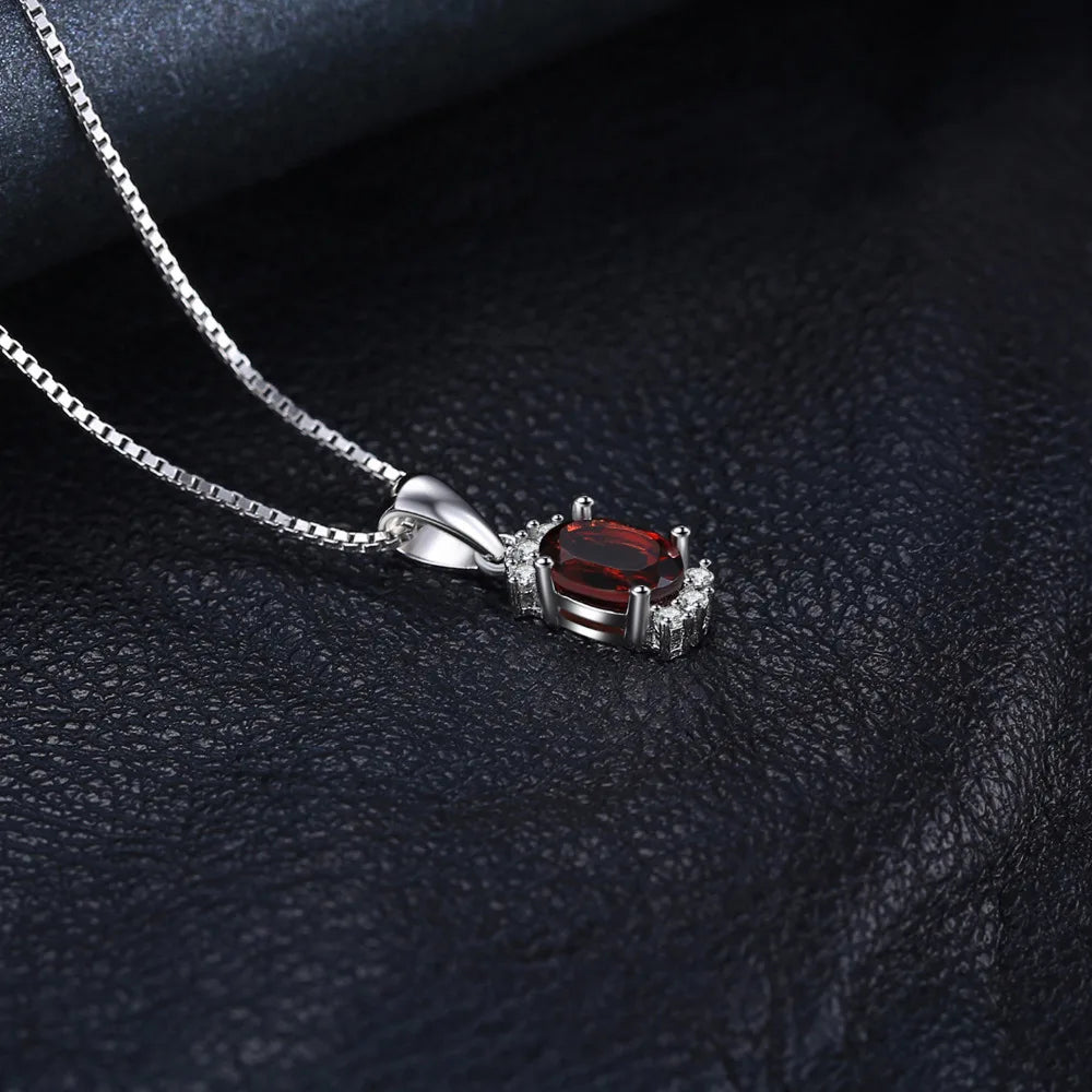Elegant Oval Red Natural Garnet Pendant, Crafted in 925 Sterling Silver – A Stunning Fashion Statement for Women