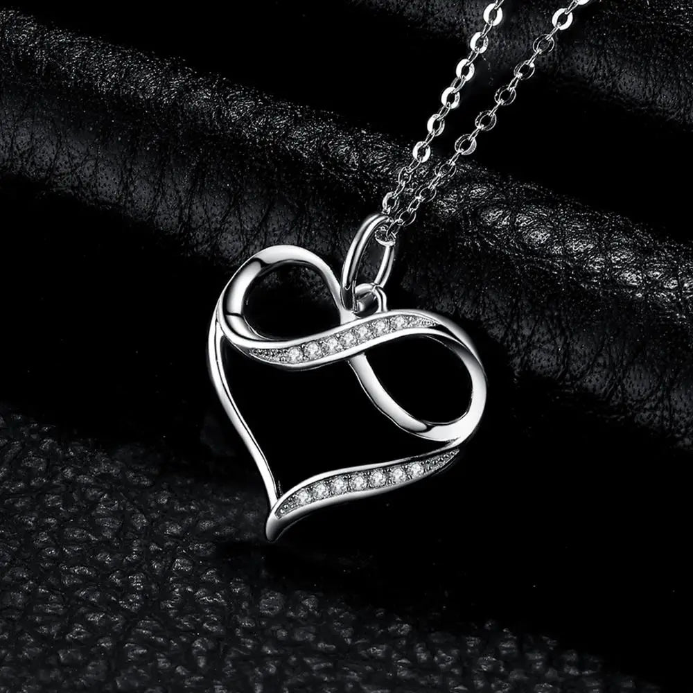 Elegant Infinity Love Knot Heart Pendant Necklace in 925 Sterling Silver - A Timeless Gift for Women and Girls