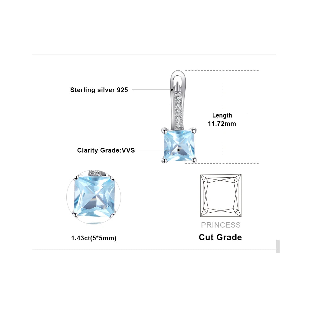 Elevate Your Elegance with 1.4Ct Princess Cut Sky Blue Topaz 925 Sterling Silver Hoop Earrings – A Perfect Gift for Women on Any Special Occasion