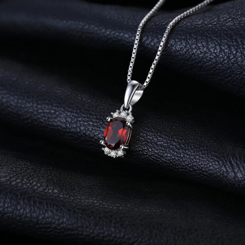 Elegant Oval Red Natural Garnet Pendant, Crafted in 925 Sterling Silver – A Stunning Fashion Statement for Women