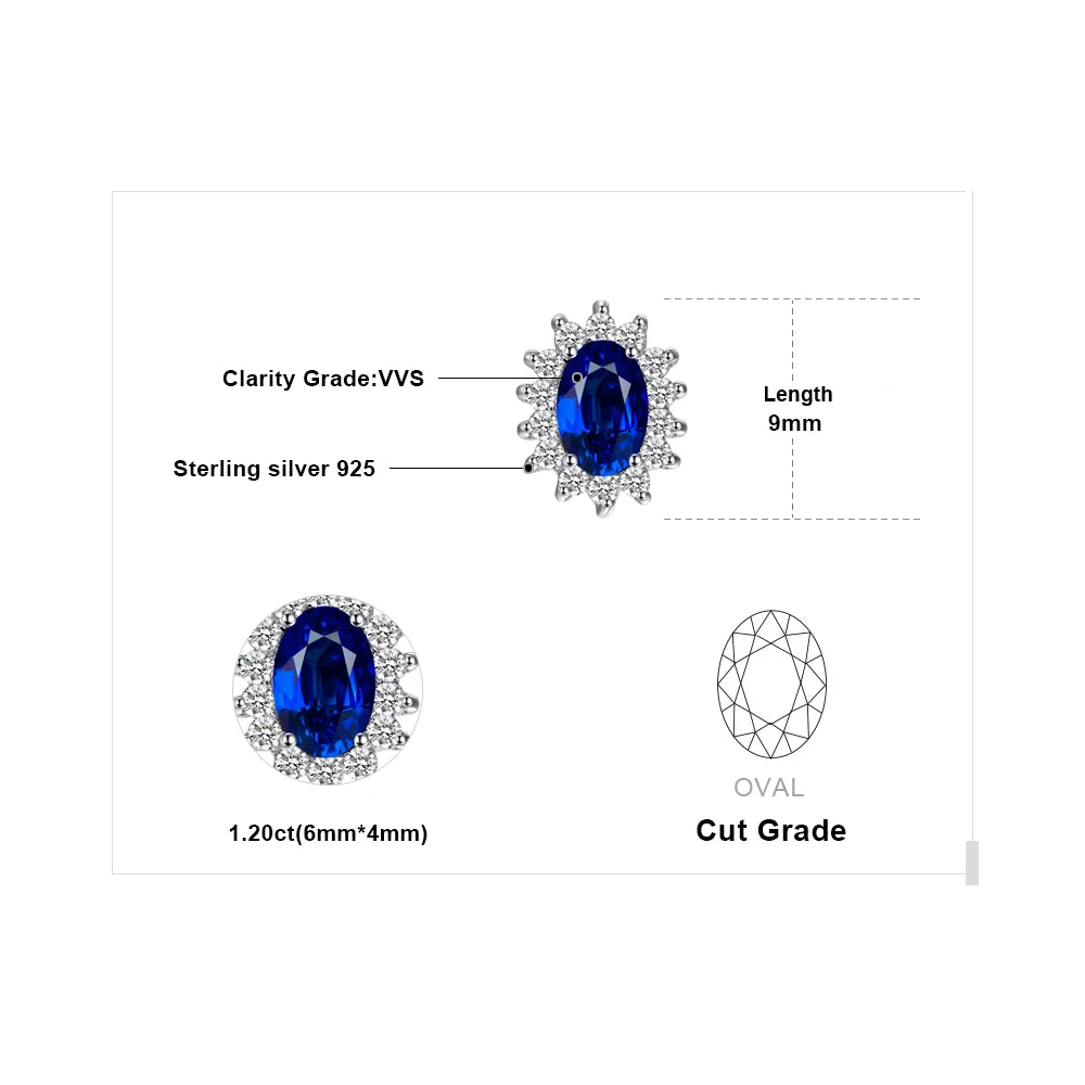 Exquisite Blue Topaz and Ruby 925 Sterling Silver Stud Earrings with Classic Star Design - Inspired by Princess Diana