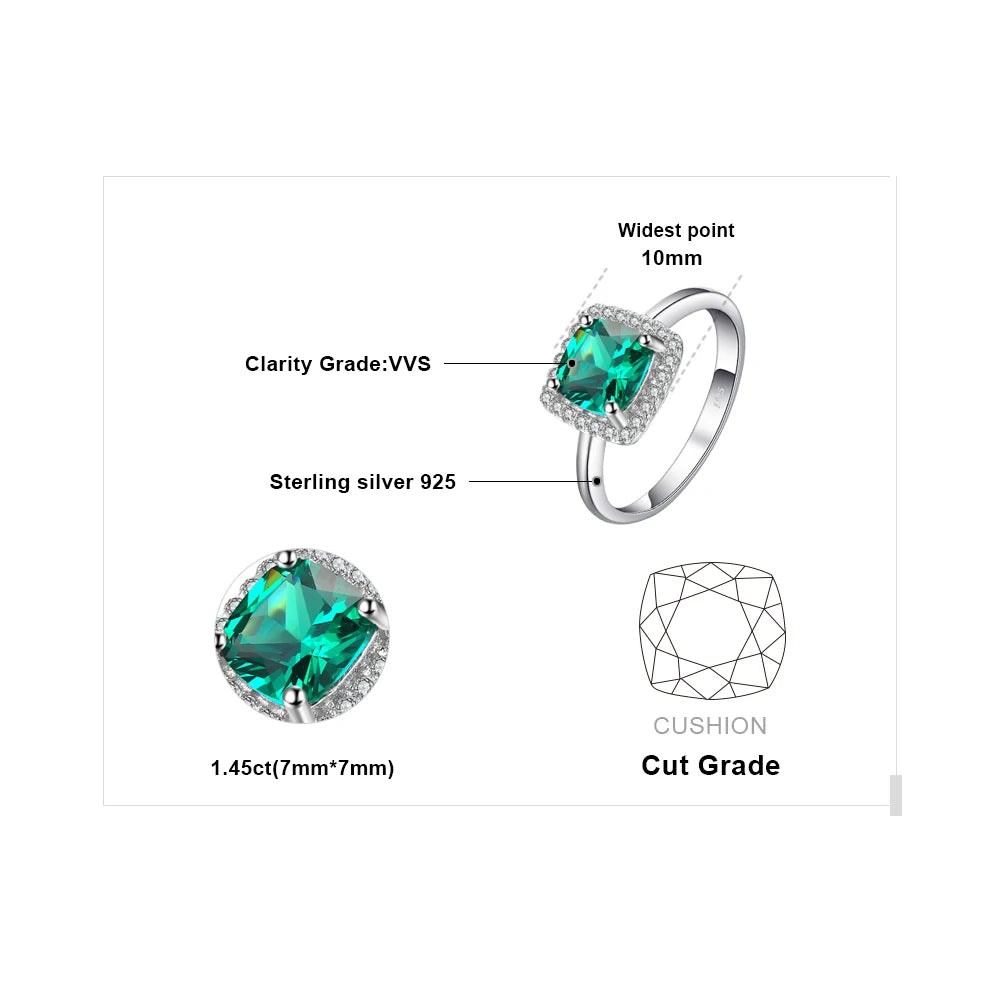 Mesmerizing Green Simulated Nano Emerald Halo Engagement Ring in 925 Sterling Silver - A Captivating Statement for Women