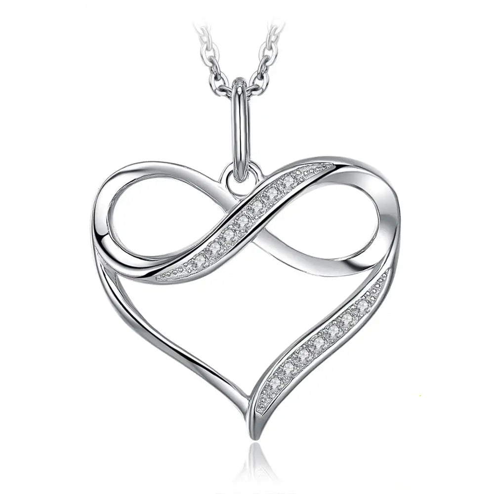 Elegant Infinity Love Knot Heart Pendant Necklace in 925 Sterling Silver - A Timeless Gift for Women and Girls