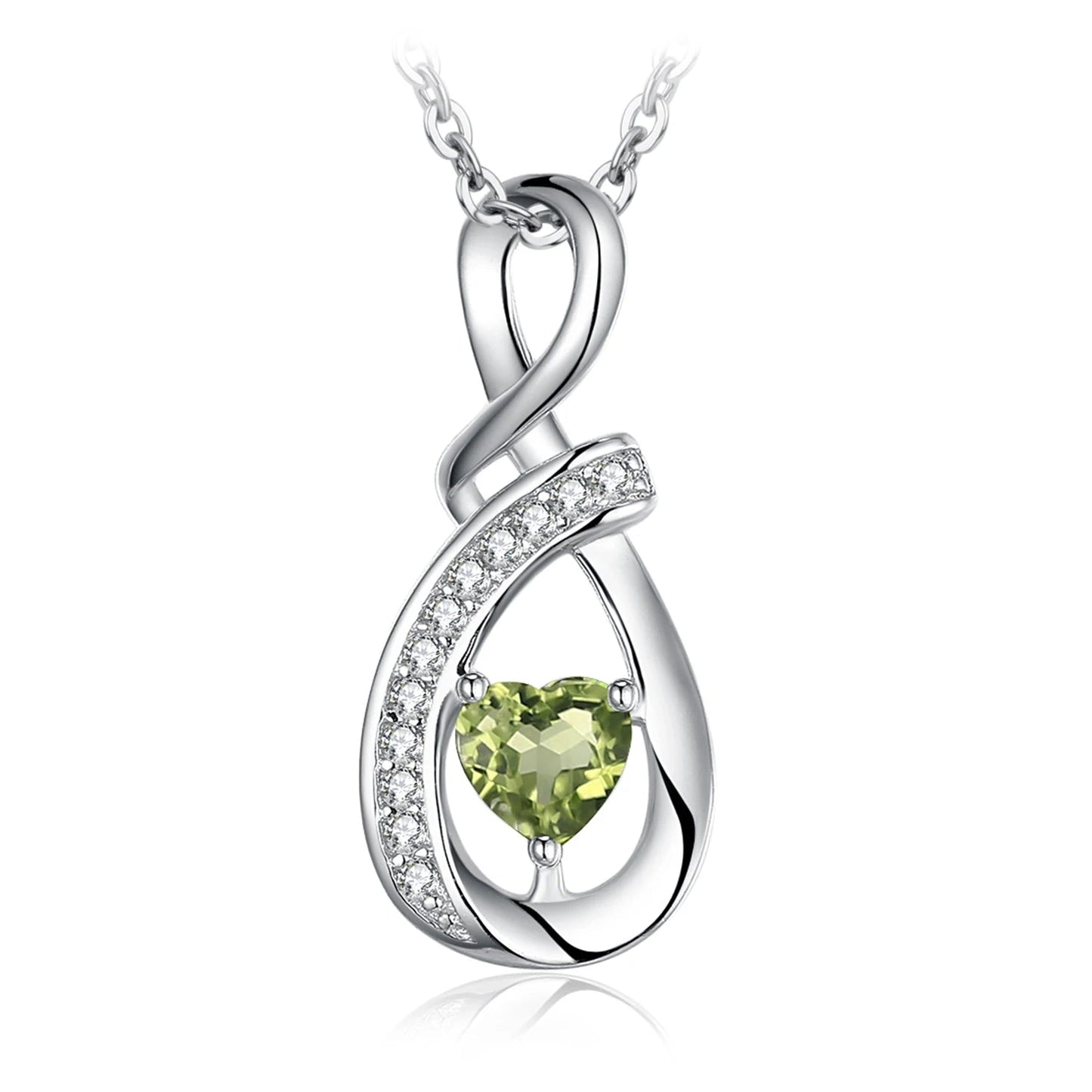 Stunning Infinity Love Genuine Peridot Pendant Necklace in 925 Sterling Silver for Women - Perfect Gift for Any Occasion