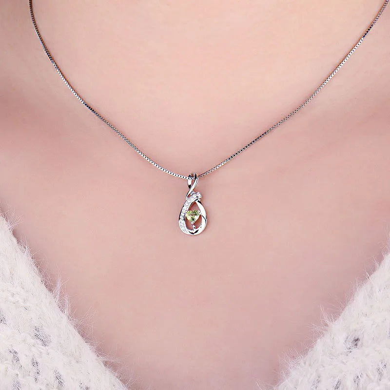 Stunning Infinity Love Genuine Peridot Pendant Necklace in 925 Sterling Silver for Women - Perfect Gift for Any Occasion