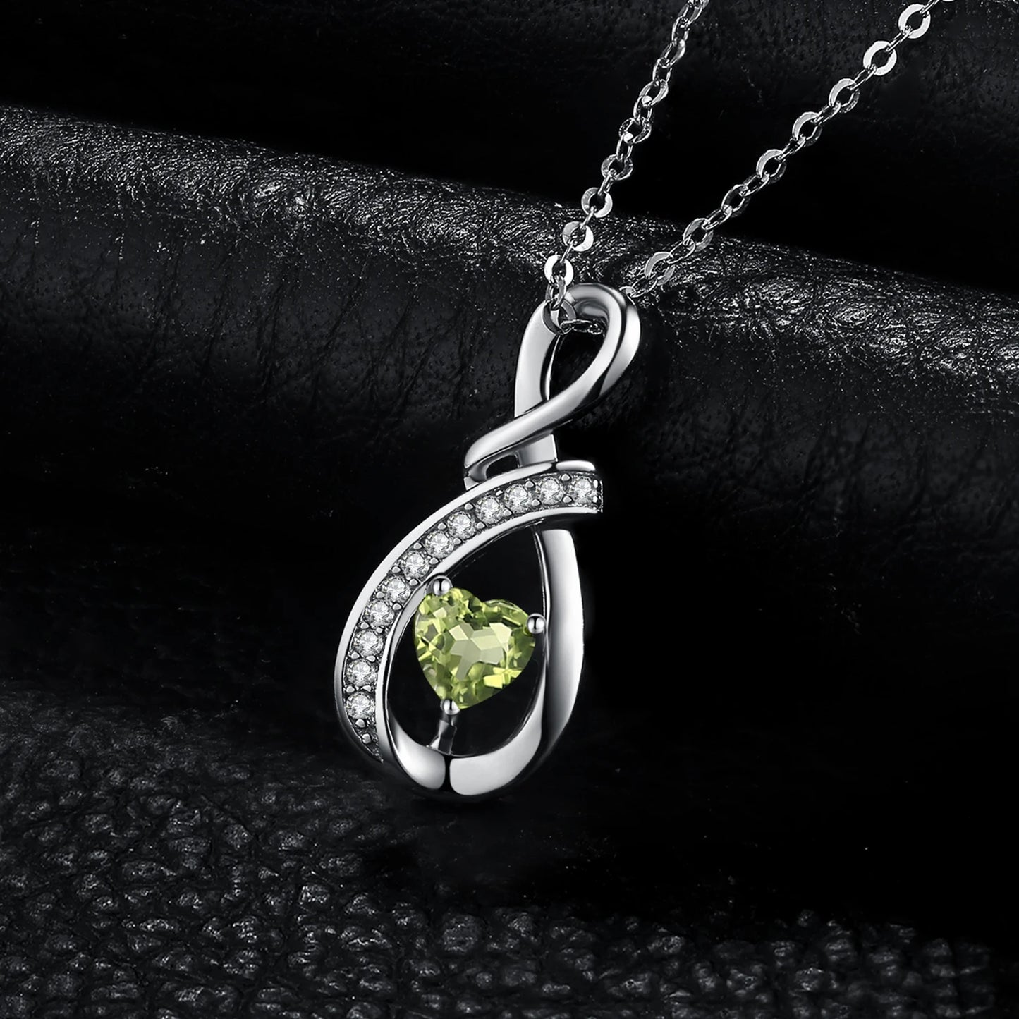 Stunning Infinity Love Genuine Peridot Pendant Necklace in 925 Sterling Silver for Women - Perfect Gift for Any Occasion