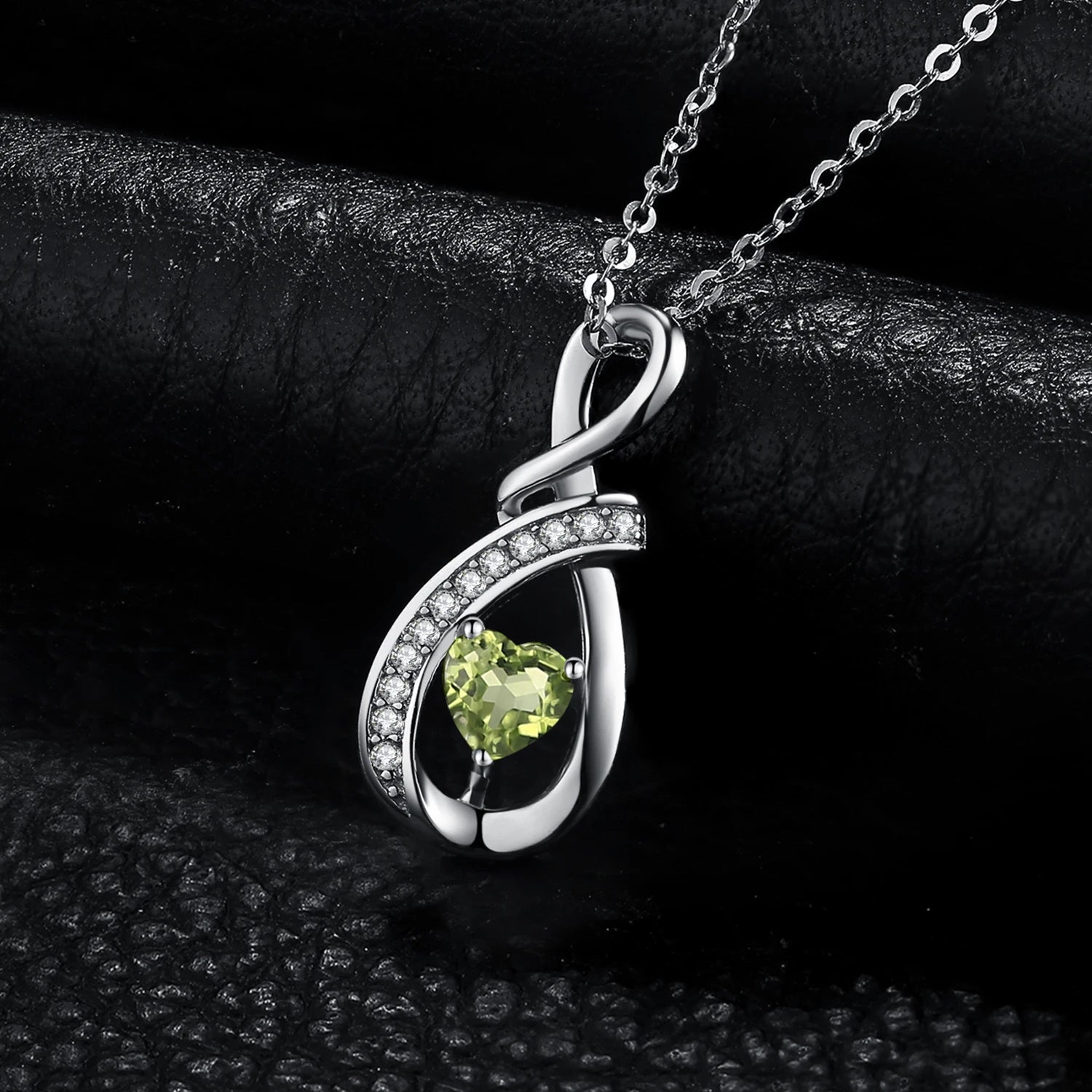 Stunning Infinity Love Genuine Peridot Pendant Necklace in 925 Sterling Silver for Women - Perfect Gift for Any Occasion