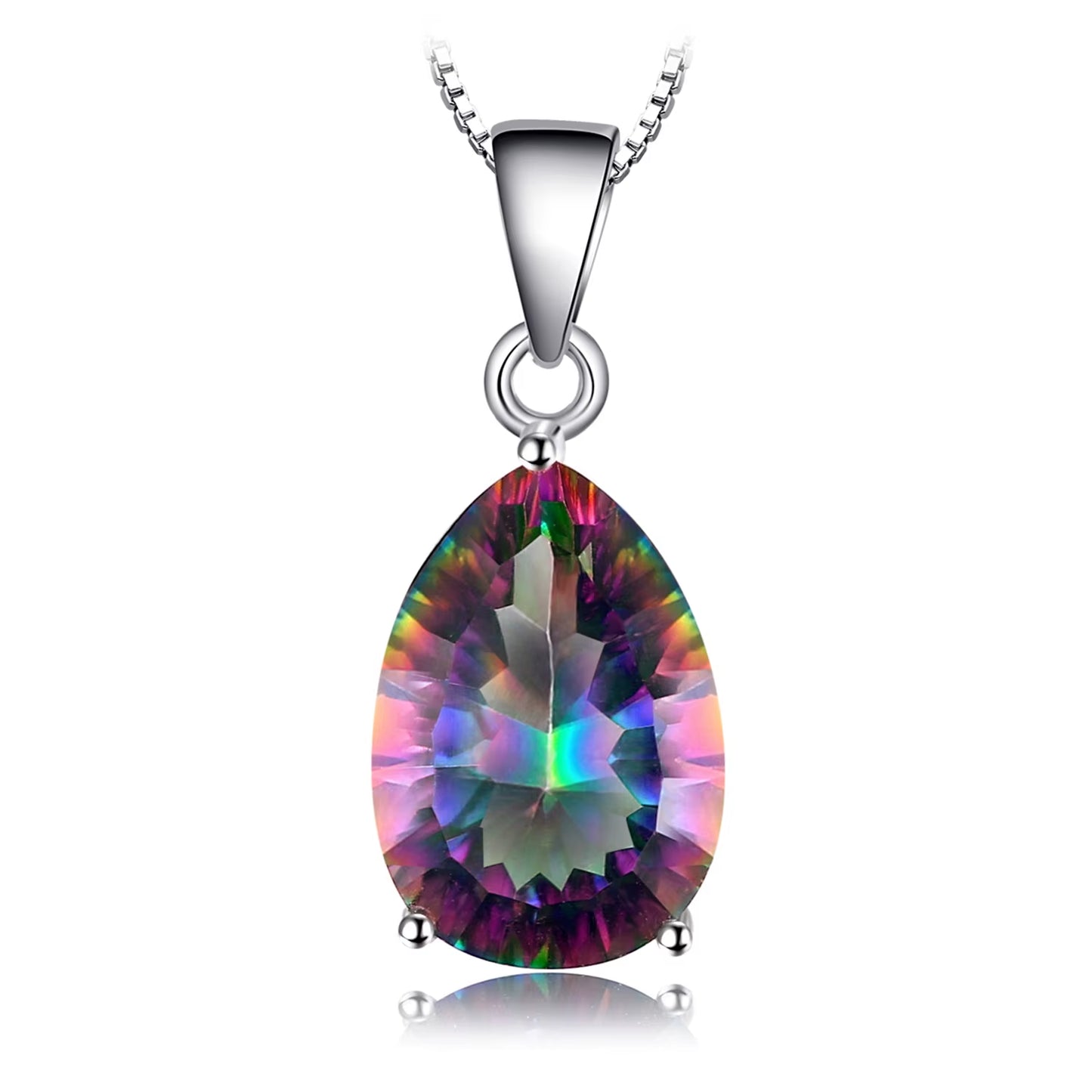 Natual Multiple Cut Rainbow Fire Mystic Quartz Solid 925 Sterling Silver Pendant Necklace for Women No Chain10