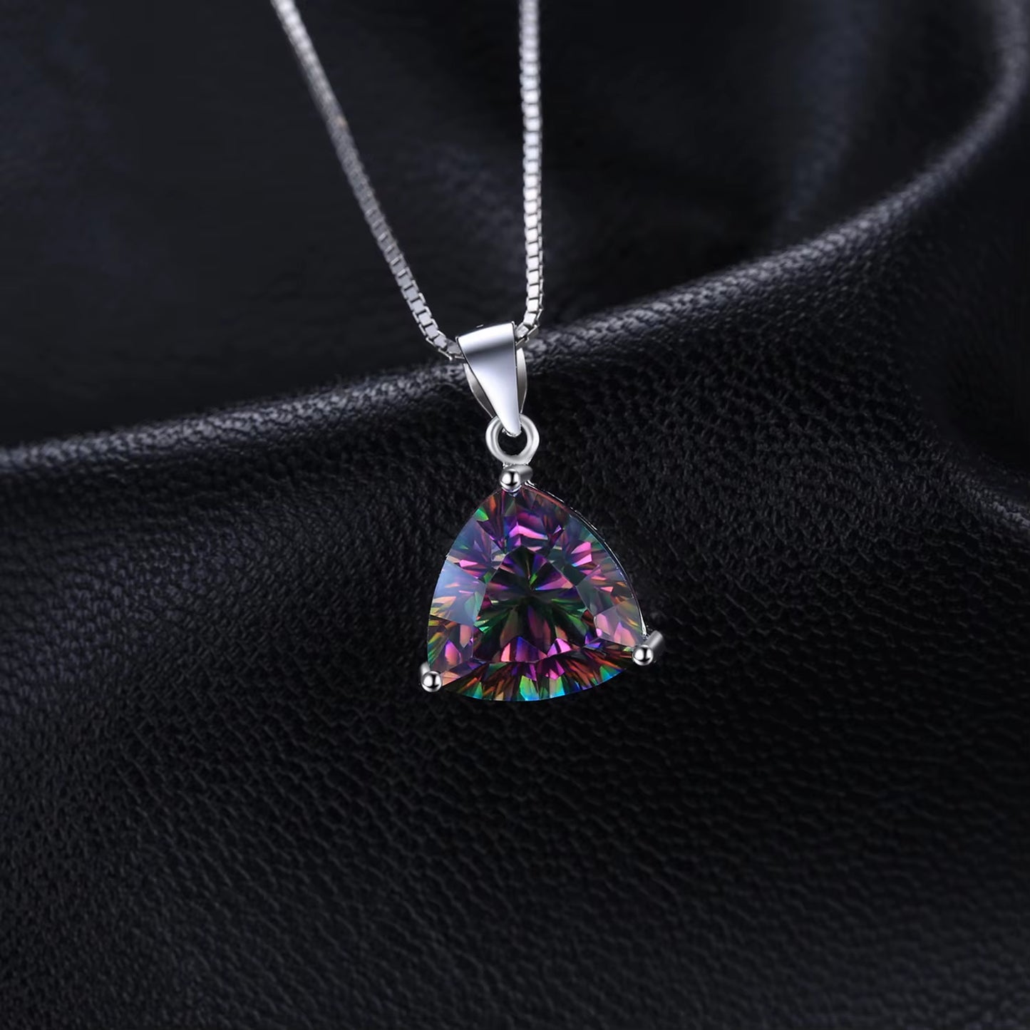 Natual Multiple Cut Rainbow Fire Mystic Quartz Solid 925 Sterling Silver Pendant Necklace for Women No Chain2