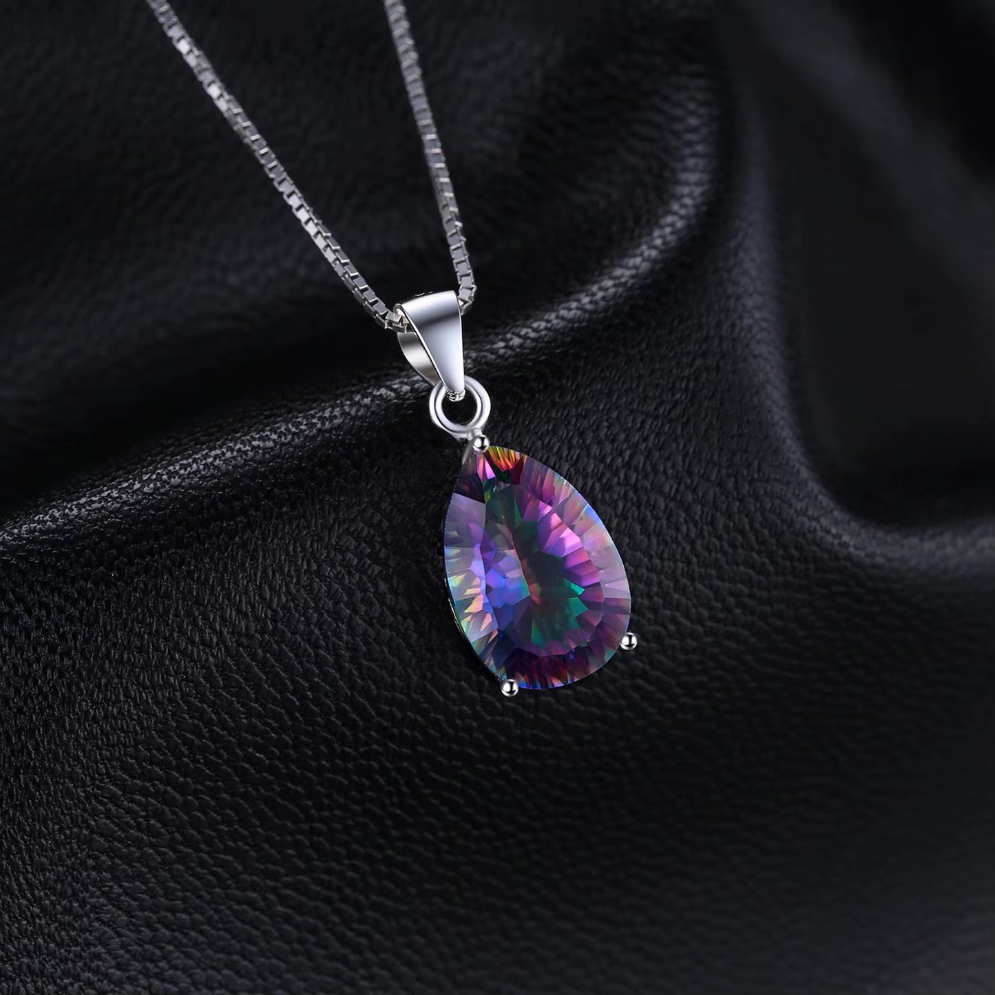 Natual Multiple Cut Rainbow Fire Mystic Quartz Solid 925 Sterling Silver Pendant Necklace for Women No Chain3