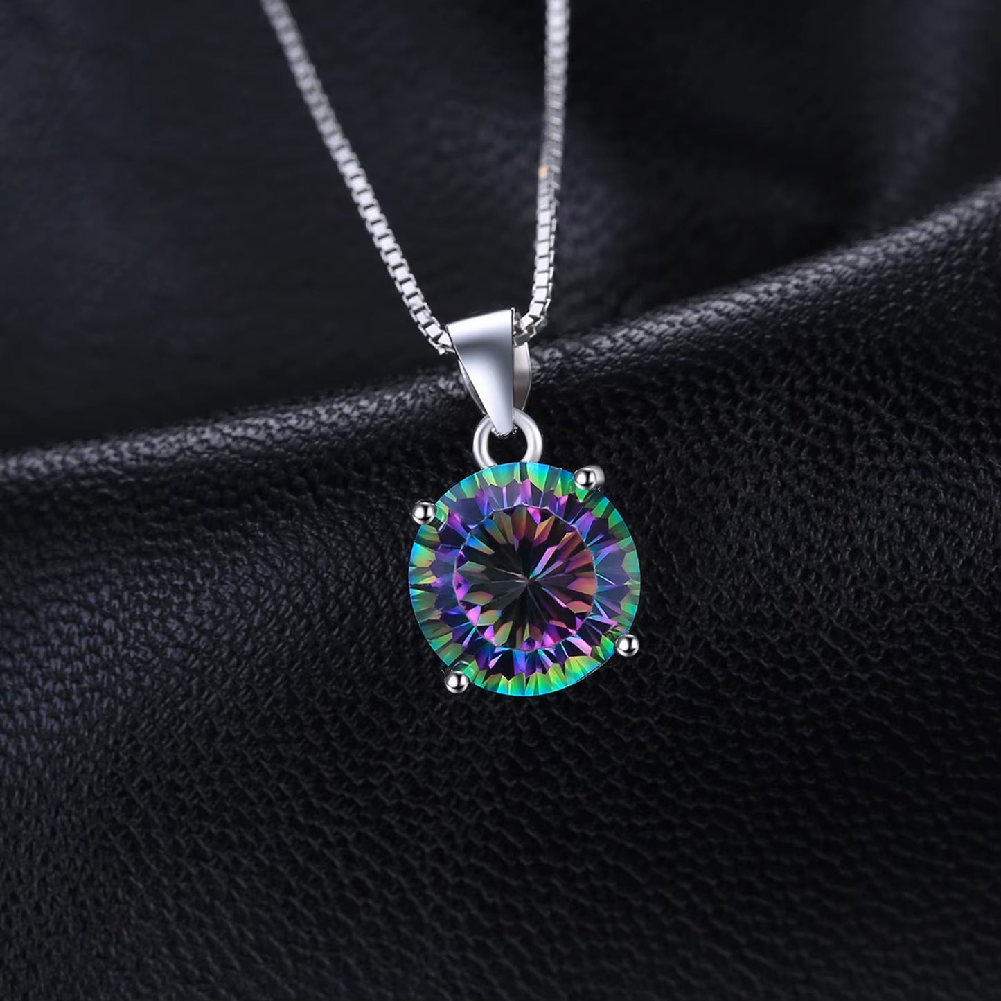 Natual Multiple Cut Rainbow Fire Mystic Quartz Solid 925 Sterling Silver Pendant Necklace for Women No Chain4