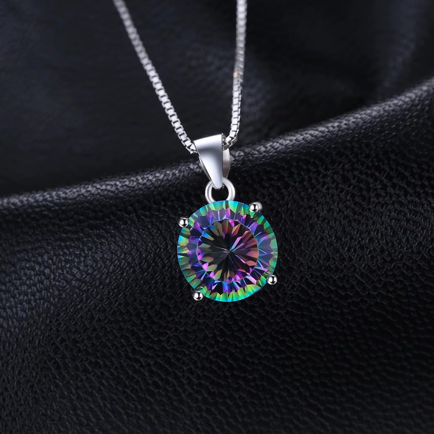 Natual Multiple Cut Rainbow Fire Mystic Quartz Solid 925 Sterling Silver Pendant Necklace for Women No Chain4