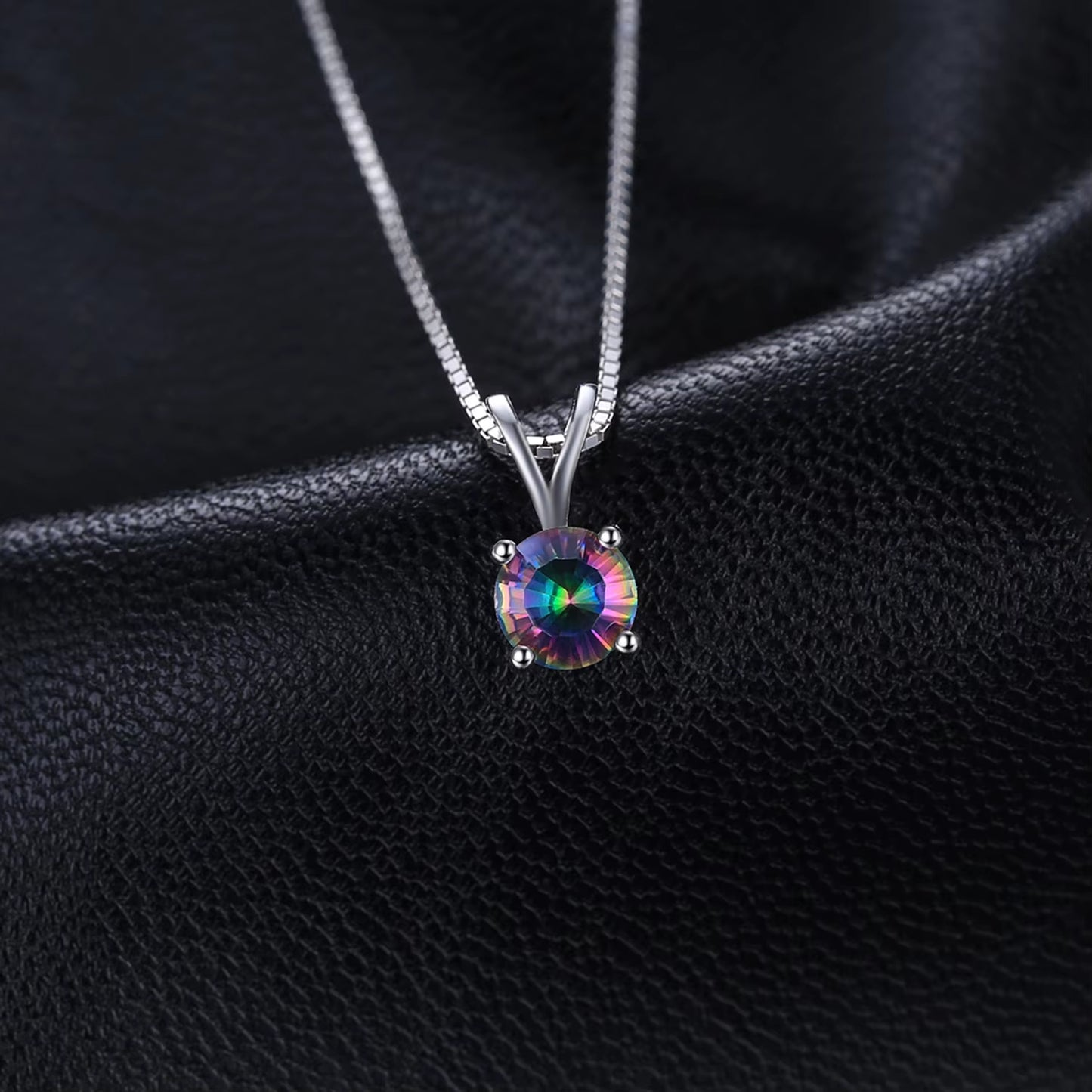 Natual Multiple Cut Rainbow Fire Mystic Quartz Solid 925 Sterling Silver Pendant Necklace for Women No Chain6