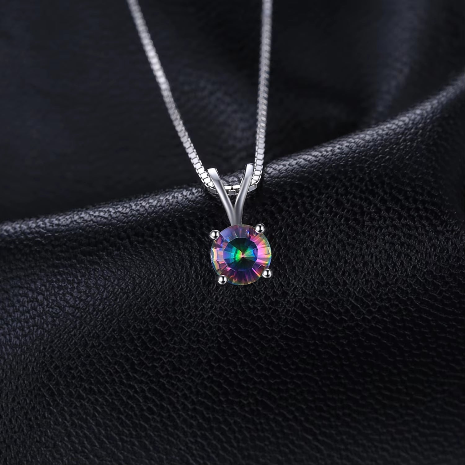 Natual Multiple Cut Rainbow Fire Mystic Quartz Solid 925 Sterling Silver Pendant Necklace for Women No Chain6