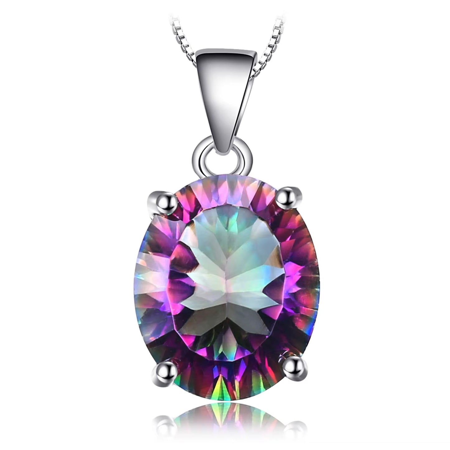 Natual Multiple Cut Rainbow Fire Mystic Quartz Solid 925 Sterling Silver Pendant Necklace for Women No Chain8