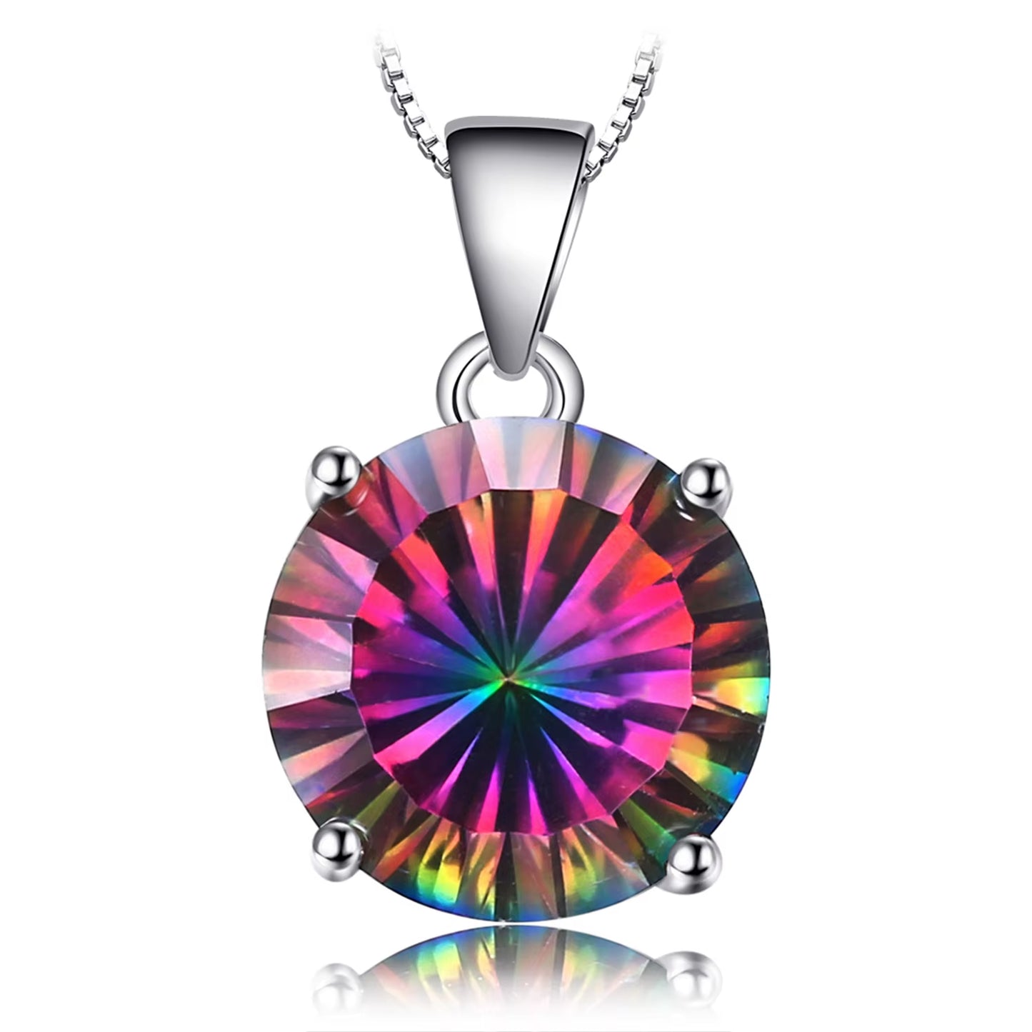 Natual Multiple Cut Rainbow Fire Mystic Quartz Solid 925 Sterling Silver Pendant Necklace for Women No Chain9