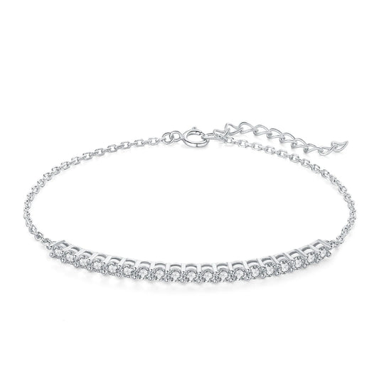 Elegant Moissanite D Color Round Cut 925 Sterling Silver Adjustable Link Bracelet for Women - Yellow Rose Gold Plated