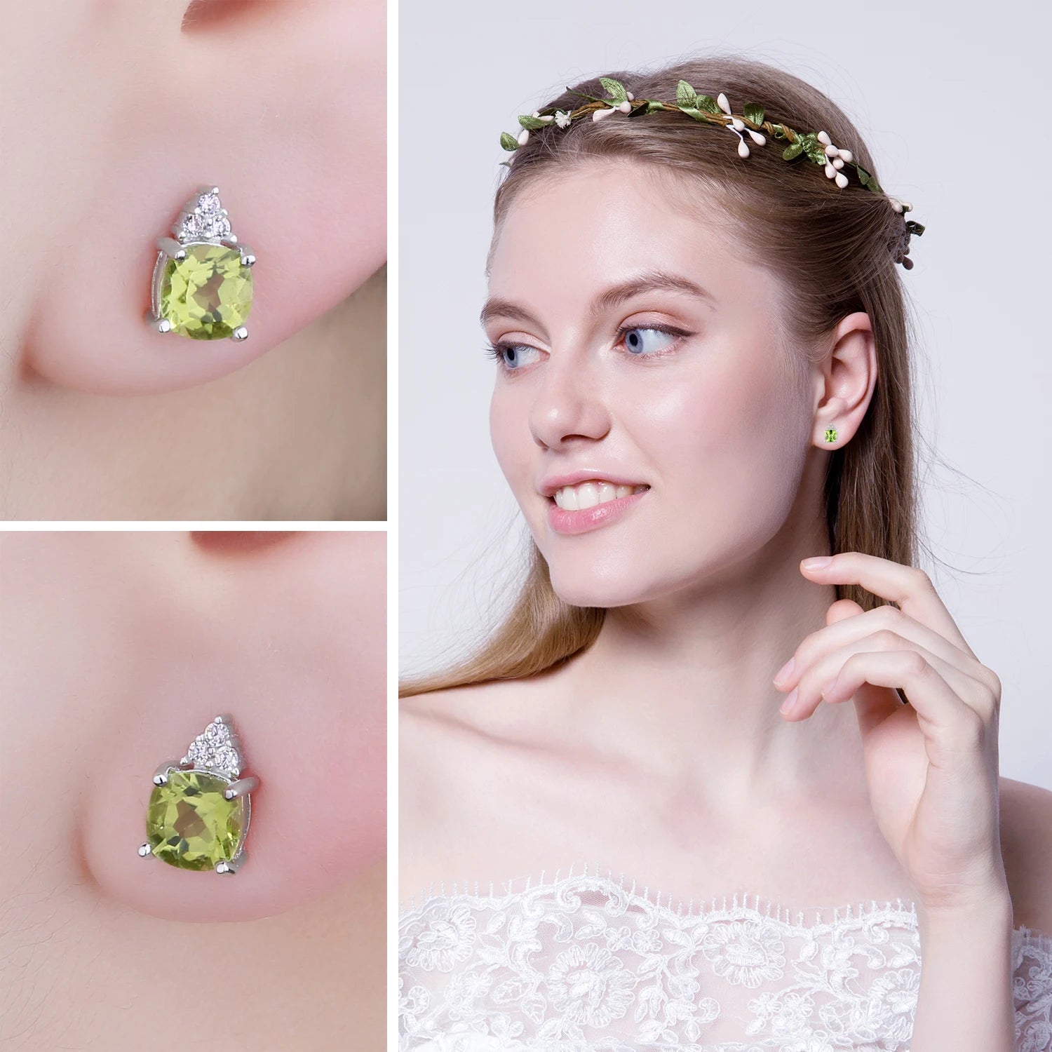 Elegant 1.3Ct Natural Peridot Stud Earrings in 925 Sterling Silver - A Perfect Gift for Women on Any Occasion