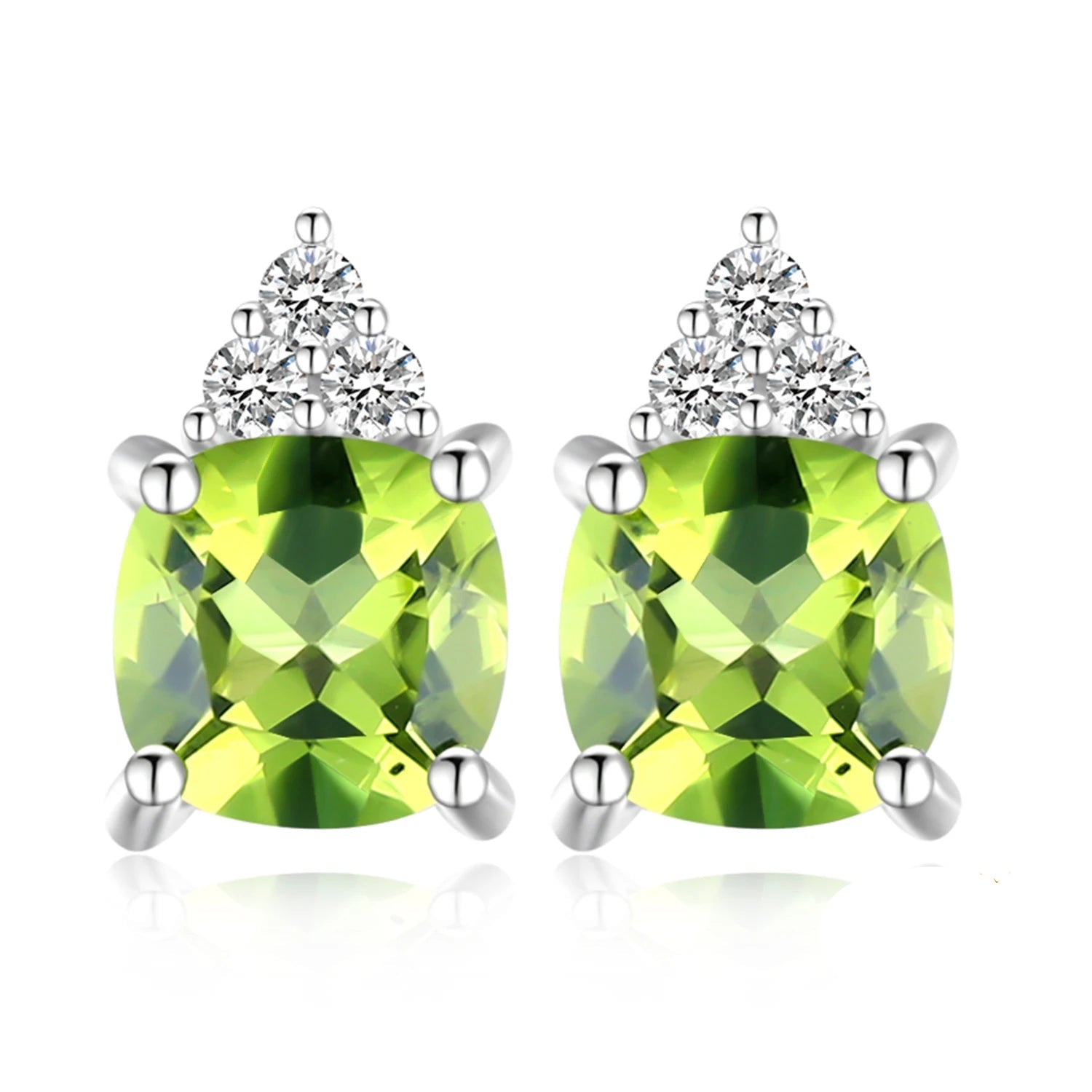 Elegant 1.3Ct Natural Peridot Stud Earrings in 925 Sterling Silver - A Perfect Gift for Women on Any Occasion