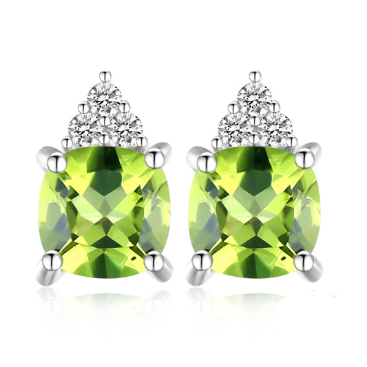 Elegant 1.3Ct Natural Peridot Stud Earrings in 925 Sterling Silver - A Perfect Gift for Women on Any Occasion