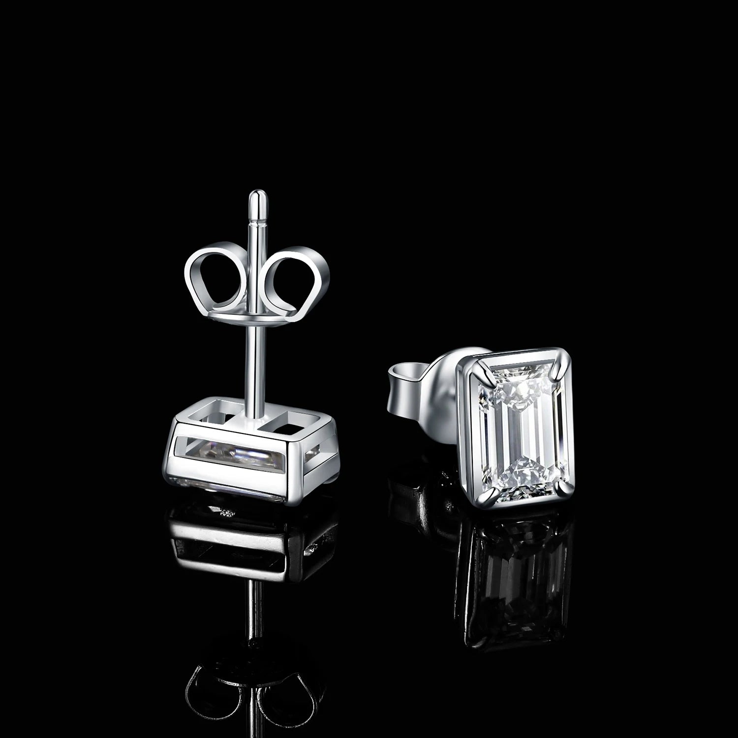 Exquisite Emerald Cut 5A Cubic Zirconia Stud Earrings in 925 Sterling Silver – Perfect for Weddings and Anniversaries