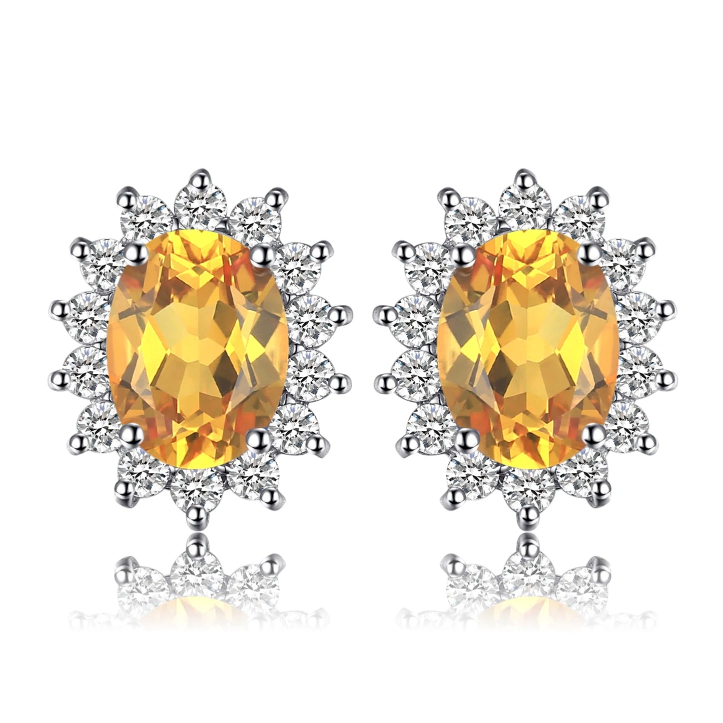 Exquisite Blue Topaz and Ruby 925 Sterling Silver Stud Earrings with Classic Star Design - Inspired by Princess Diana