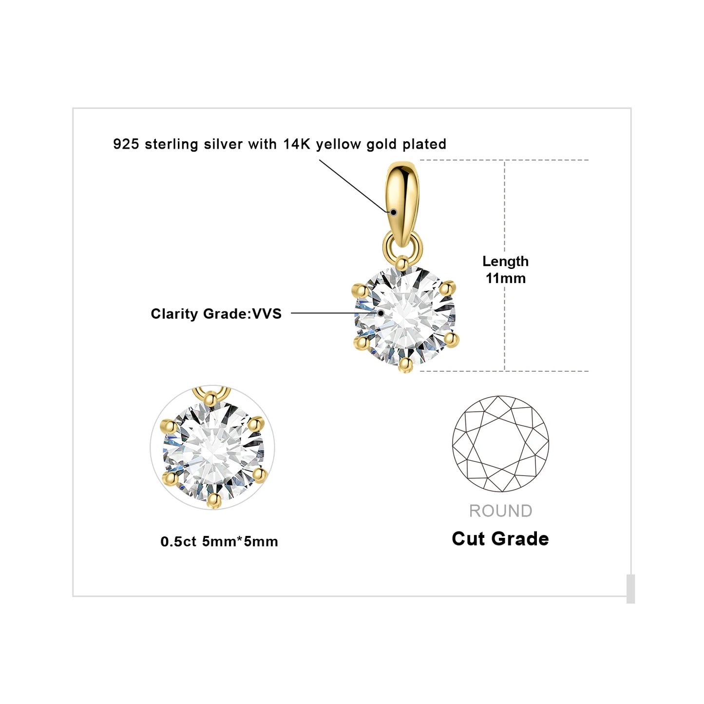 Exquisite Moissanite D Color Round Pendant Necklace in 925 Sterling Silver - A Timeless Elegance for Women