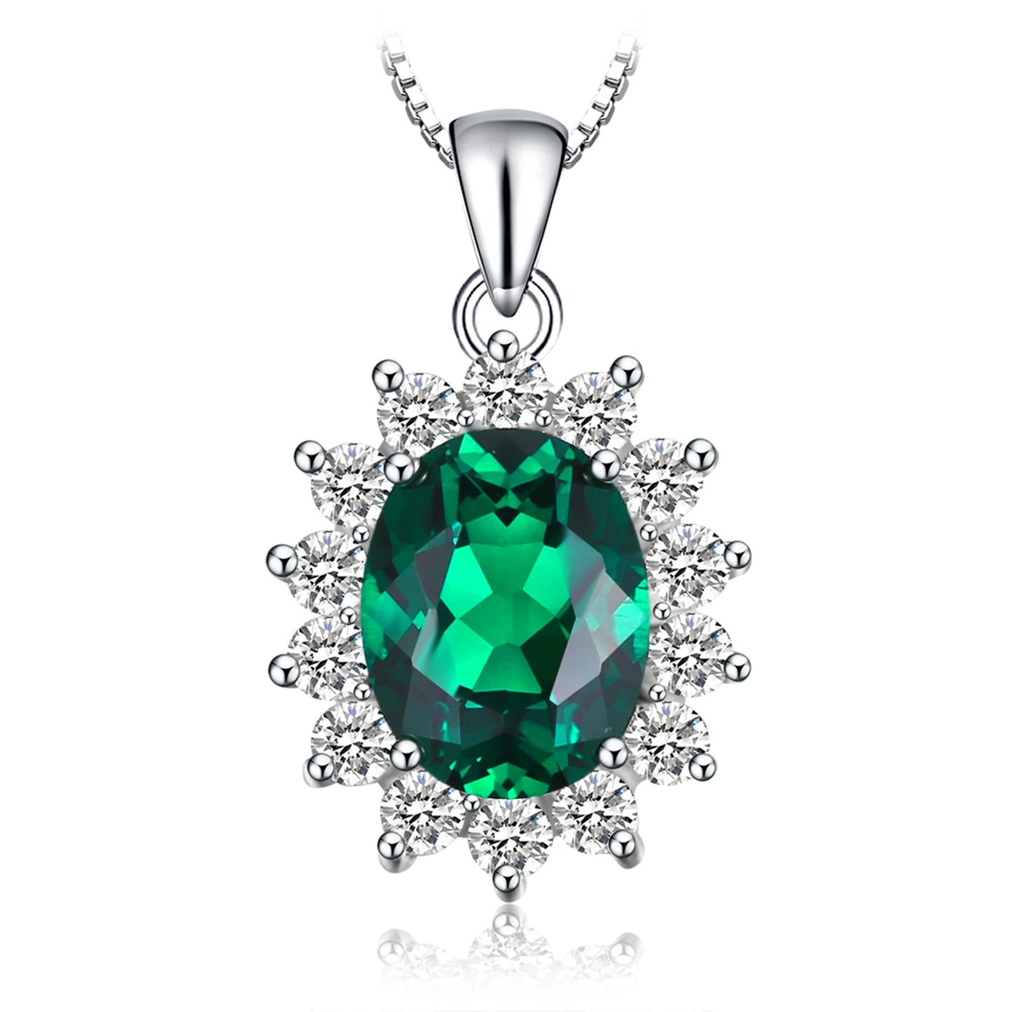 Elegant Princess Diana Inspired Blue Sapphire and Ruby Simulated Emerald Pendant Necklace in 925 Sterling Silver for Women (Chain Not Included)