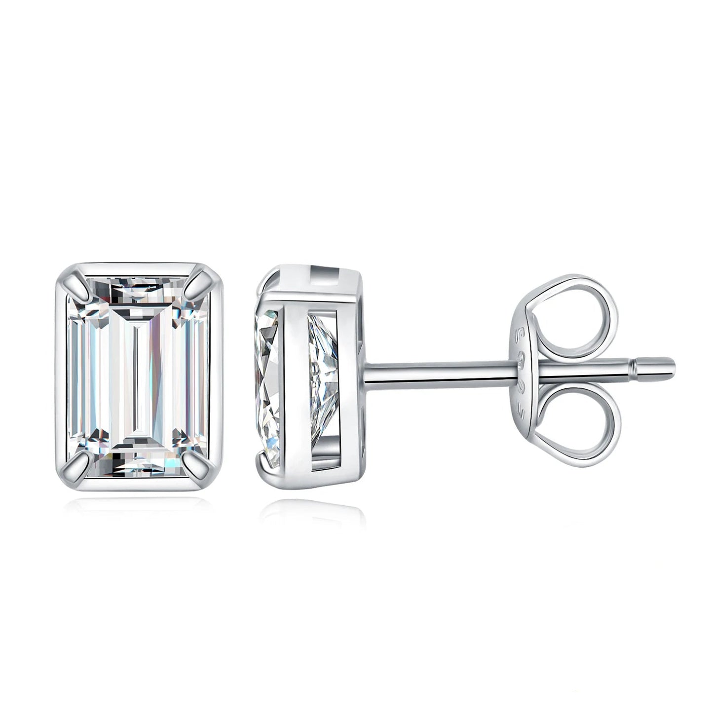 Exquisite Emerald Cut 5A Cubic Zirconia Stud Earrings in 925 Sterling Silver – Perfect for Weddings and Anniversaries