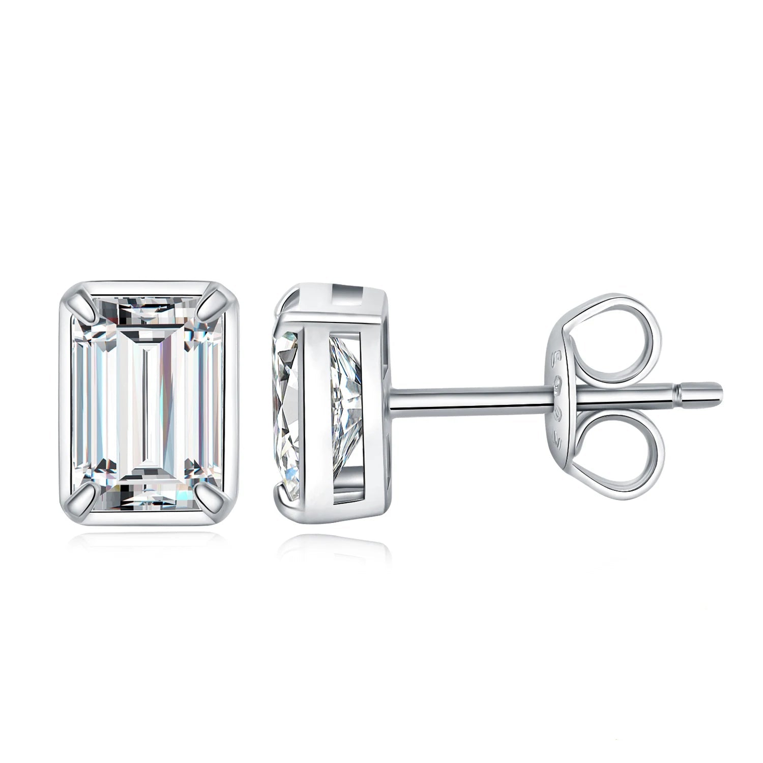 Exquisite Emerald Cut 5A Cubic Zirconia Stud Earrings in 925 Sterling Silver – Perfect for Weddings and Anniversaries
