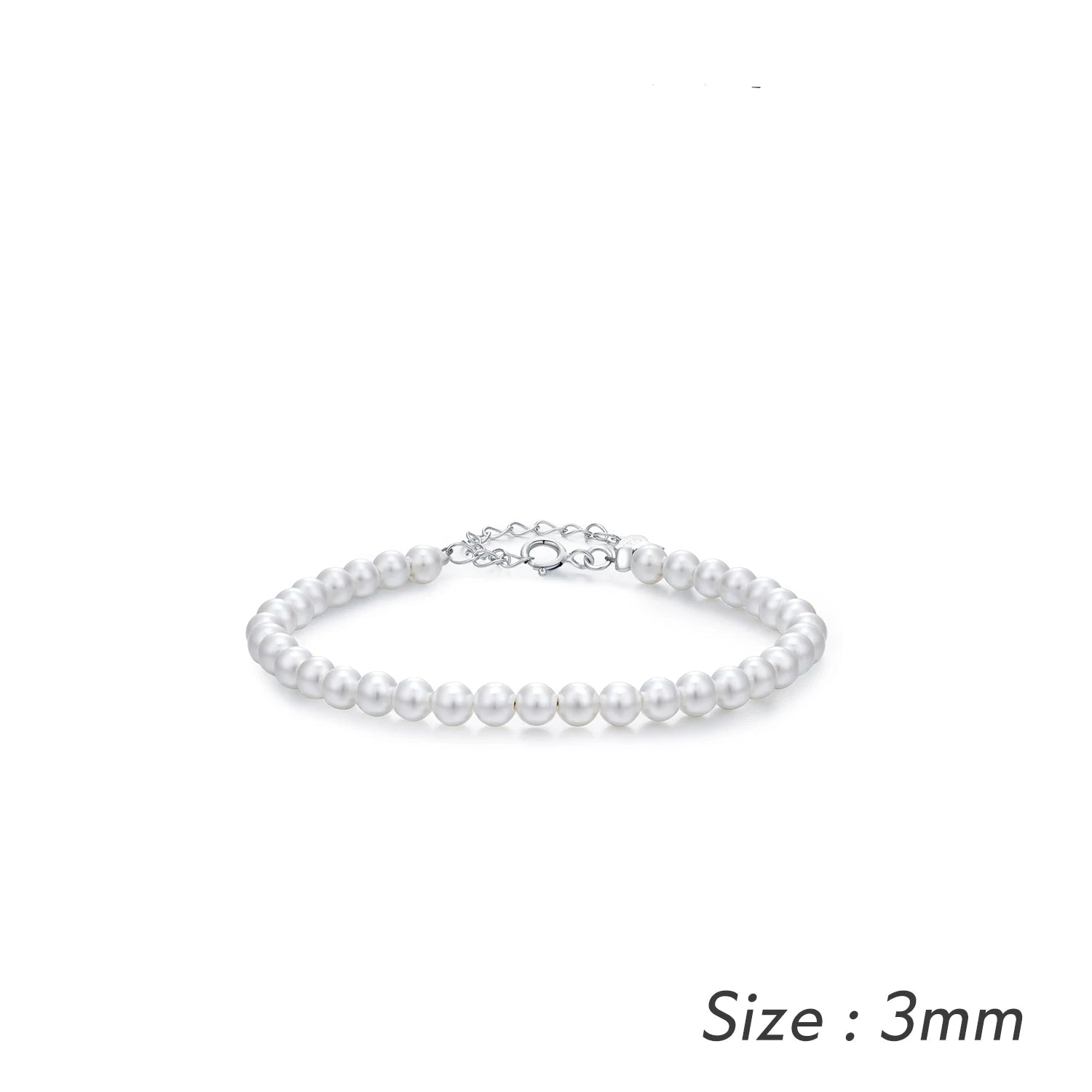 Elegantly Crafted 925 Sterling Silver Stackable Shell Pearl Bracelet - Perfect for Women's Parties and Fine Jewelry Collections