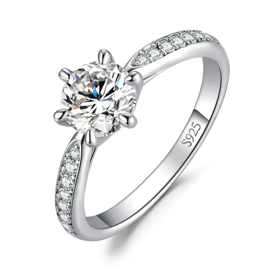 Exquisite 5A CZ Solitaire Classic 925 Sterling Silver Cocktail Ring - Perfect Engagement and Anniversary Gift for Women