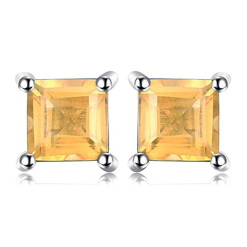 Exquisite Square Blue Topaz Stud Earrings in 925 Sterling Silver - A Touch of Elegance for Every Occasion