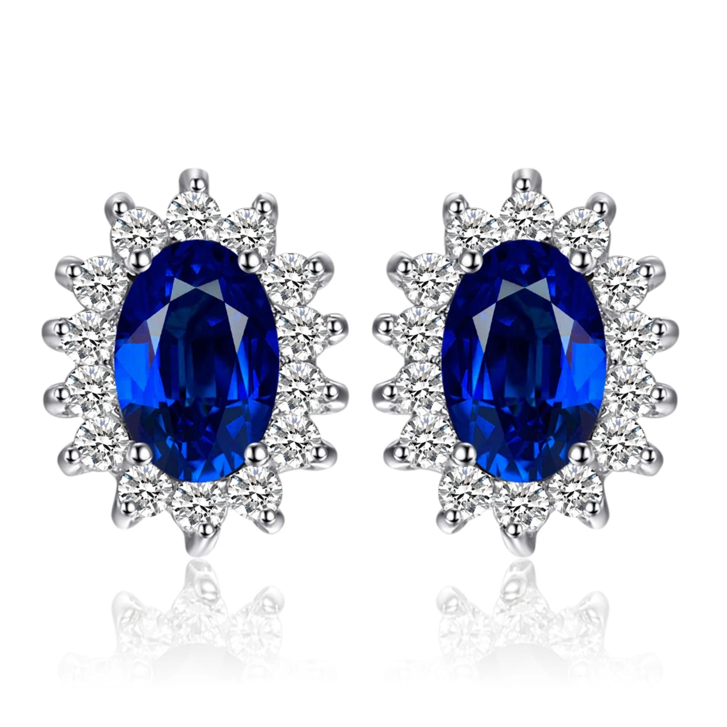 Exquisite Blue Topaz and Ruby 925 Sterling Silver Stud Earrings with Classic Star Design - Inspired by Princess Diana