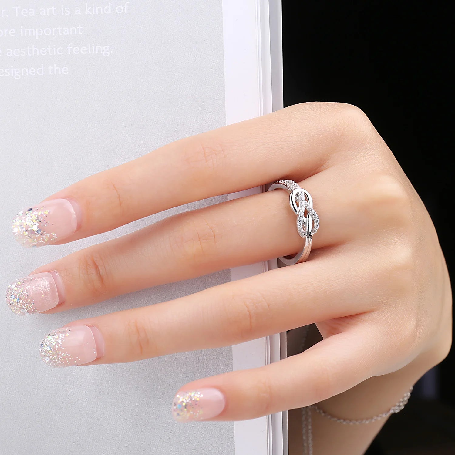 Elevate Your Elegance with the Infinity Love Knot 925 Sterling Silver Gemstone Ring