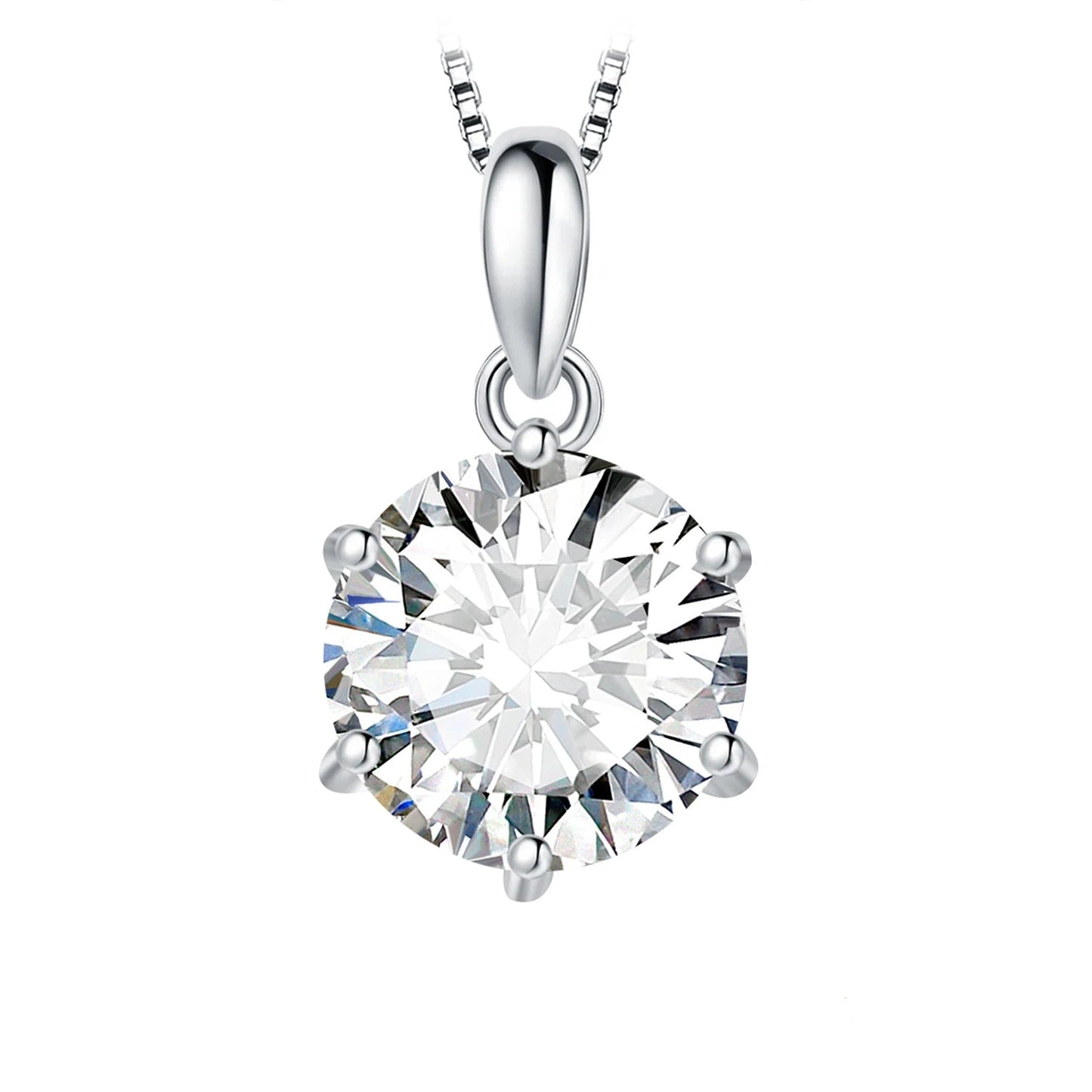 Exquisite Moissanite D Color Round Pendant Necklace in 925 Sterling Silver - A Timeless Elegance for Women