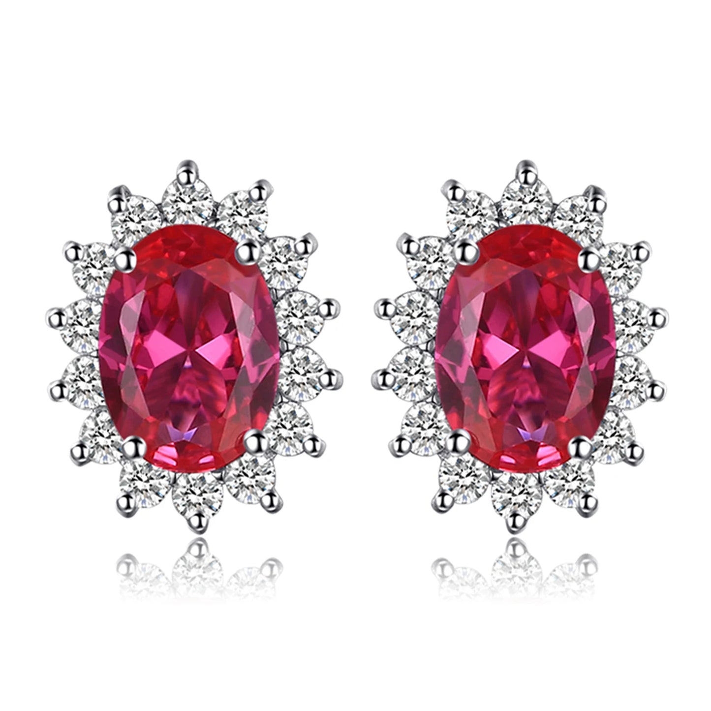Exquisite Blue Topaz and Ruby 925 Sterling Silver Stud Earrings with Classic Star Design - Inspired by Princess Diana