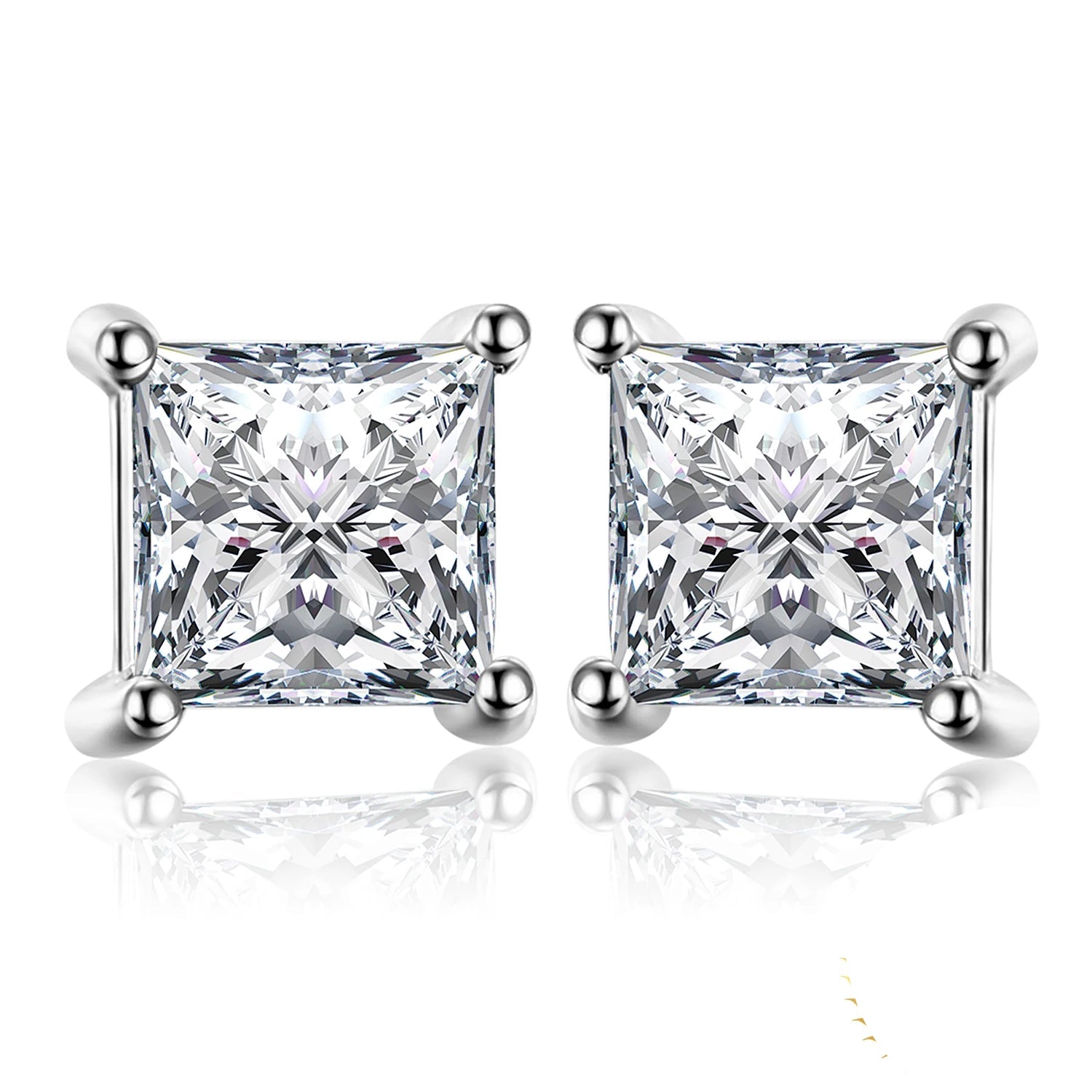 Exquisite Princess Cut 5A Cubic Zirconia Engagement Stud Earrings in 925 Sterling Silver - Perfect for Weddings and Anniversaries