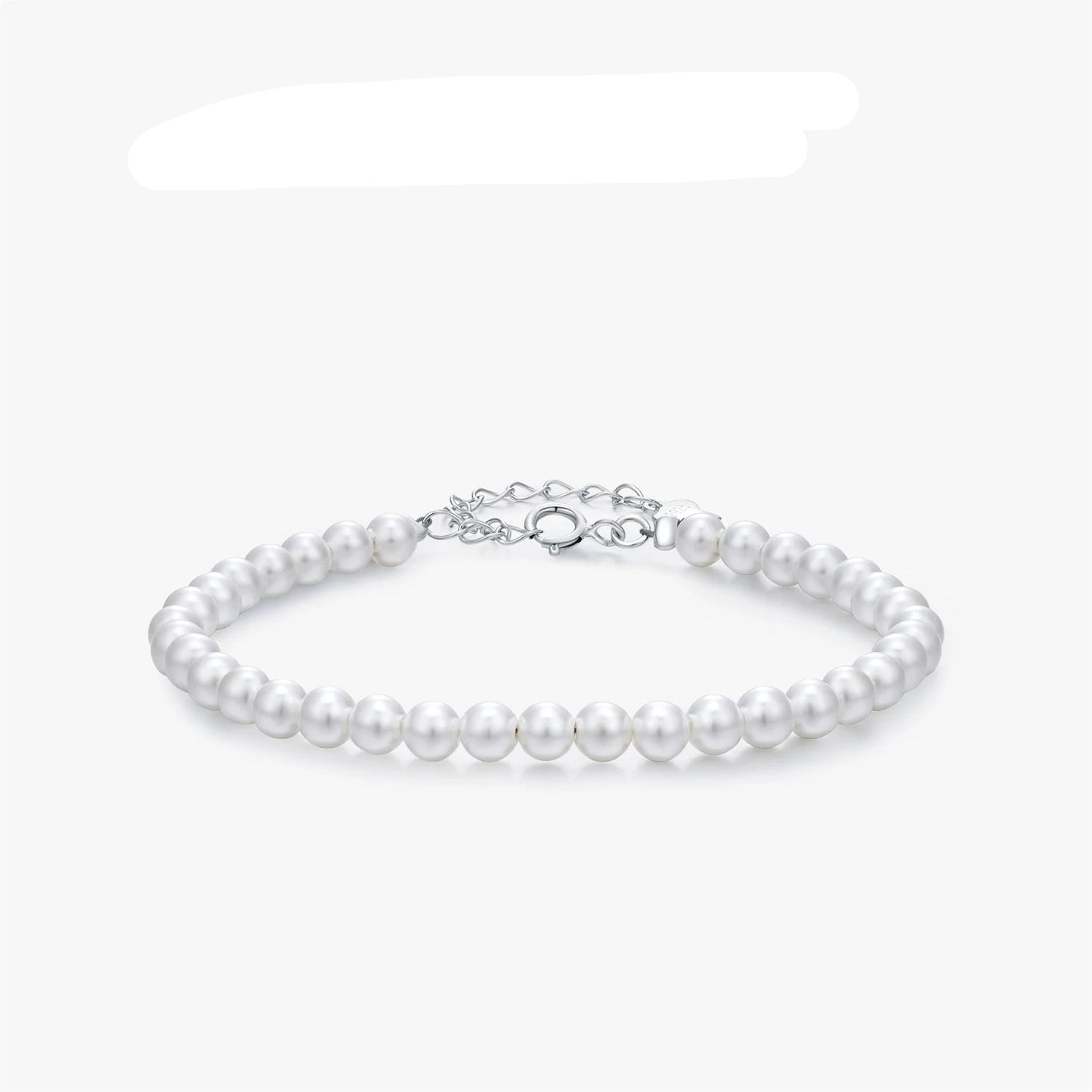 Elegantly Crafted 925 Sterling Silver Stackable Shell Pearl Bracelet - Perfect for Women's Parties and Fine Jewelry Collections