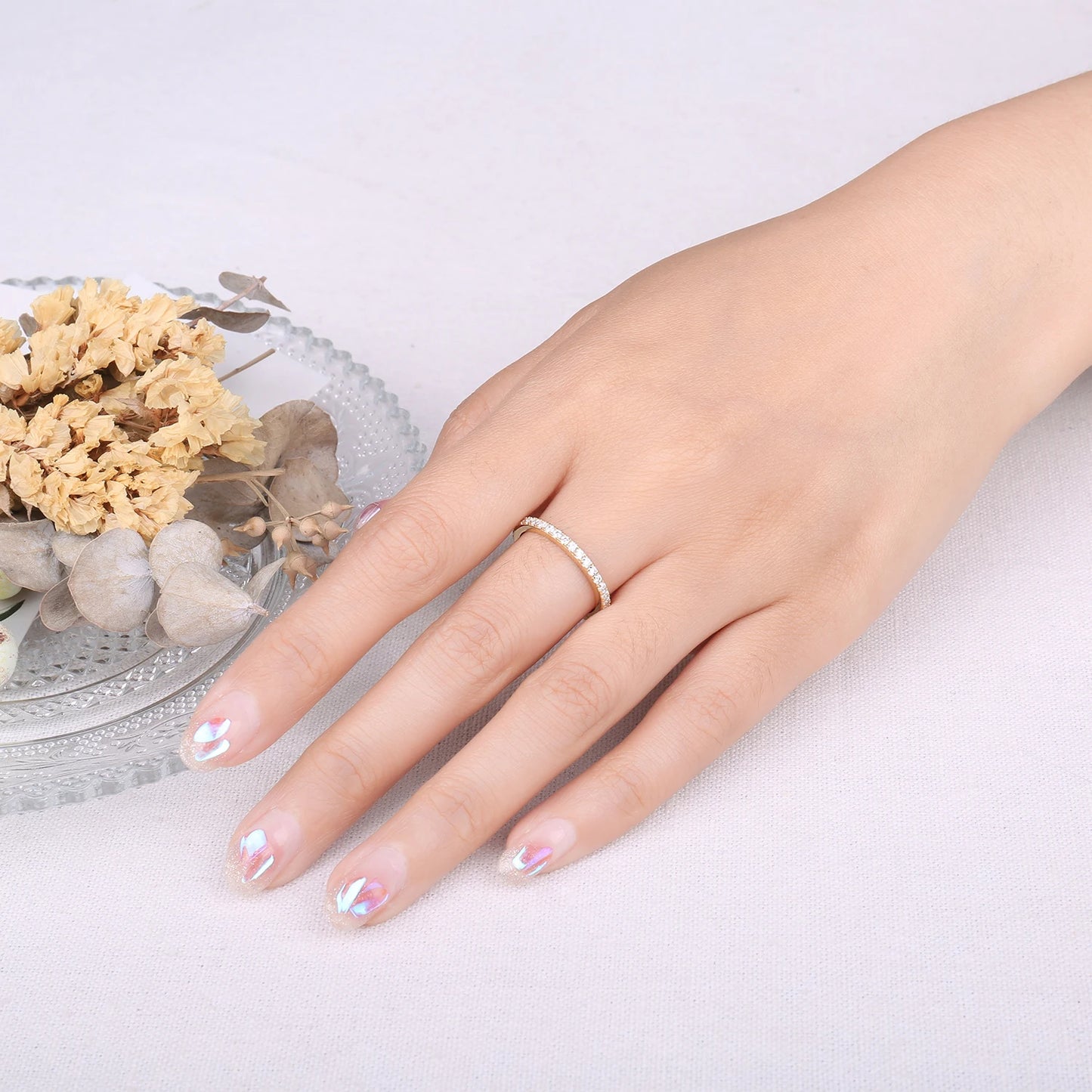 D Color Moissanite 0.6Ct Eternity Wedding Band Ring in 925 Sterling Silver for a Timeless Elegance