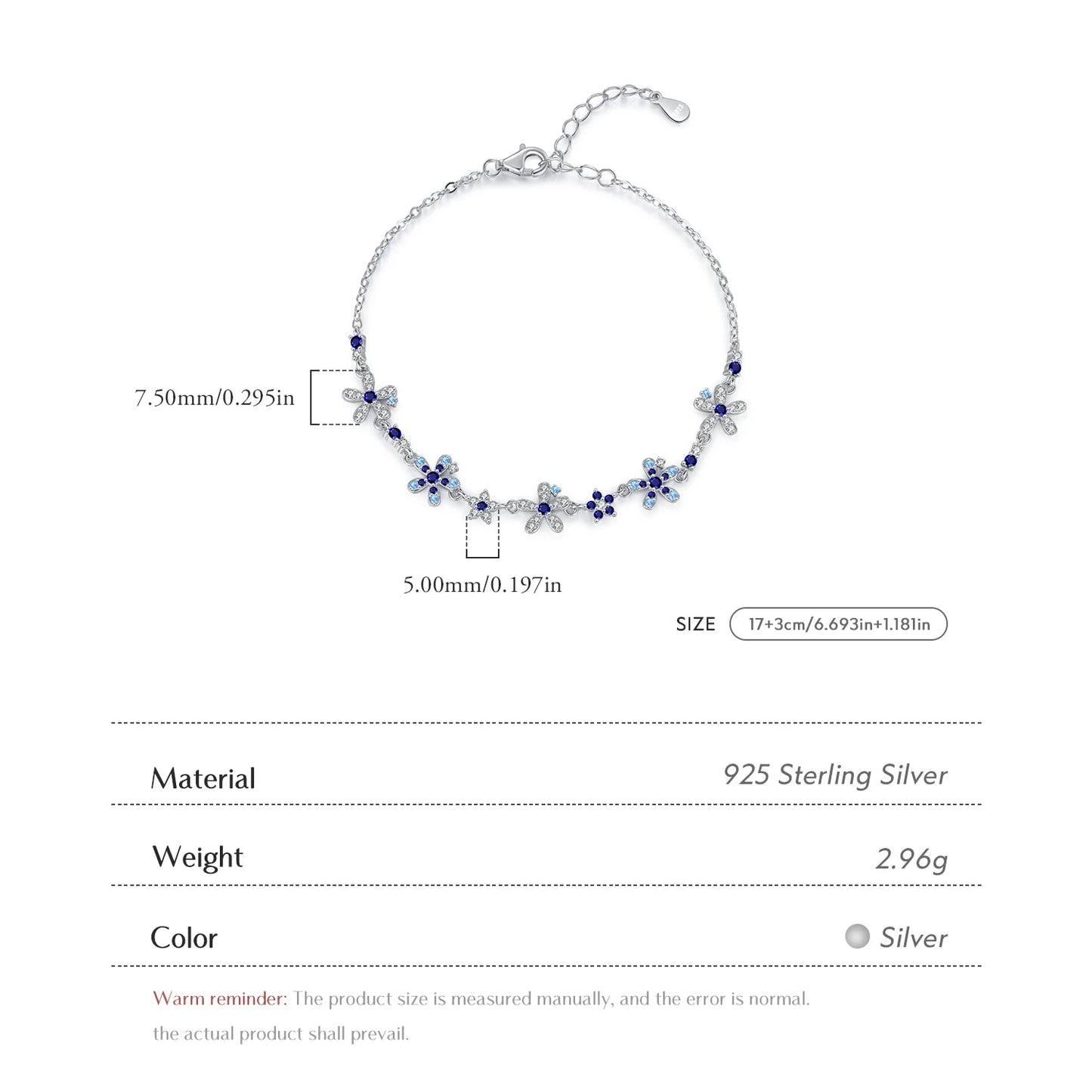 Exquisite 925 Sterling Silver Floral Pave CZ Bracelet - A Trendy Luxury Jewelry Gift for Women