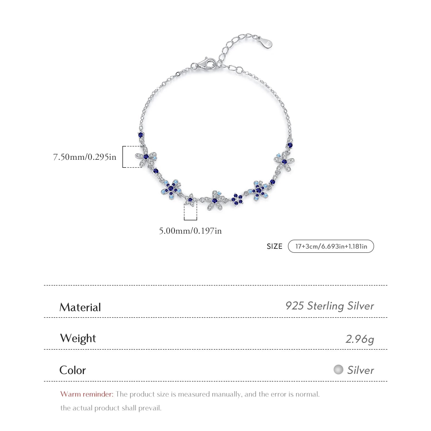 Exquisite 925 Sterling Silver Floral Pave CZ Bracelet - A Trendy Luxury Jewelry Gift for Women