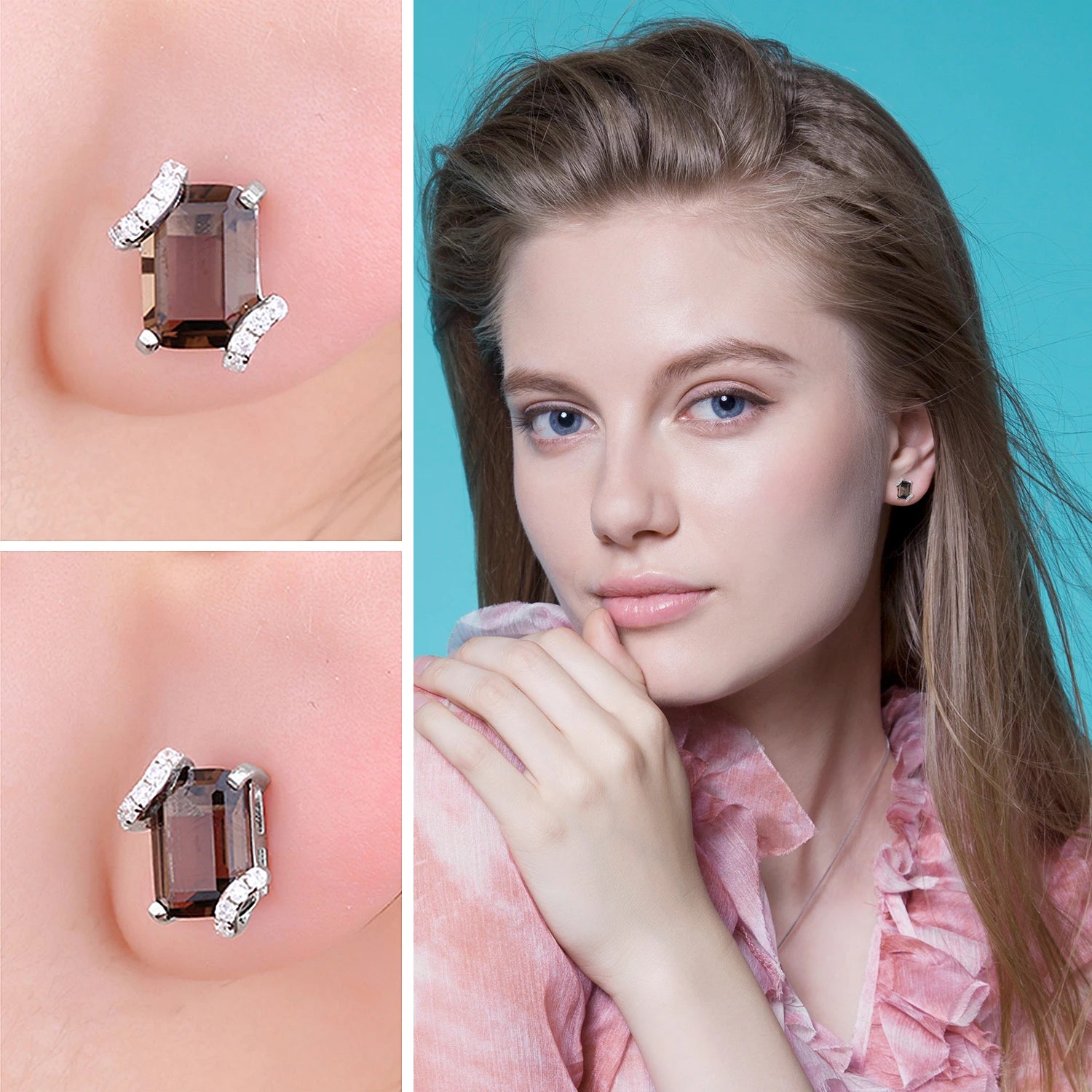 Elegant Emerald Cut 1.6Ct Genuine Smoky Quartz Earrings in 925 Sterling Silver – A Timeless Gemstone Gift for Women
