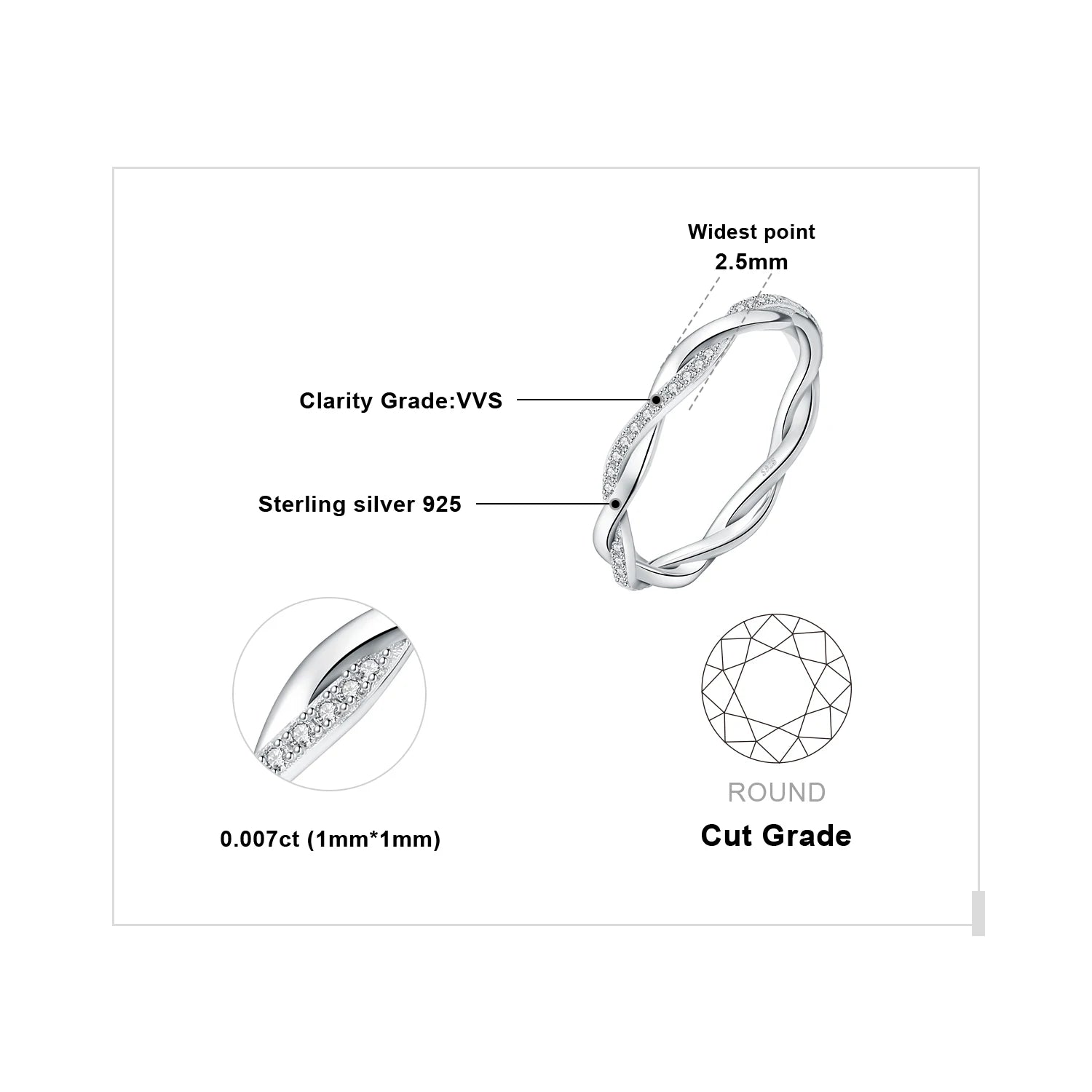 Exquisite 5A CZ Infinity Classic 925 Sterling Silver Wedding and Engagement Band Ring for Women - A Timeless Anniversary Gift in Fine Jewelry