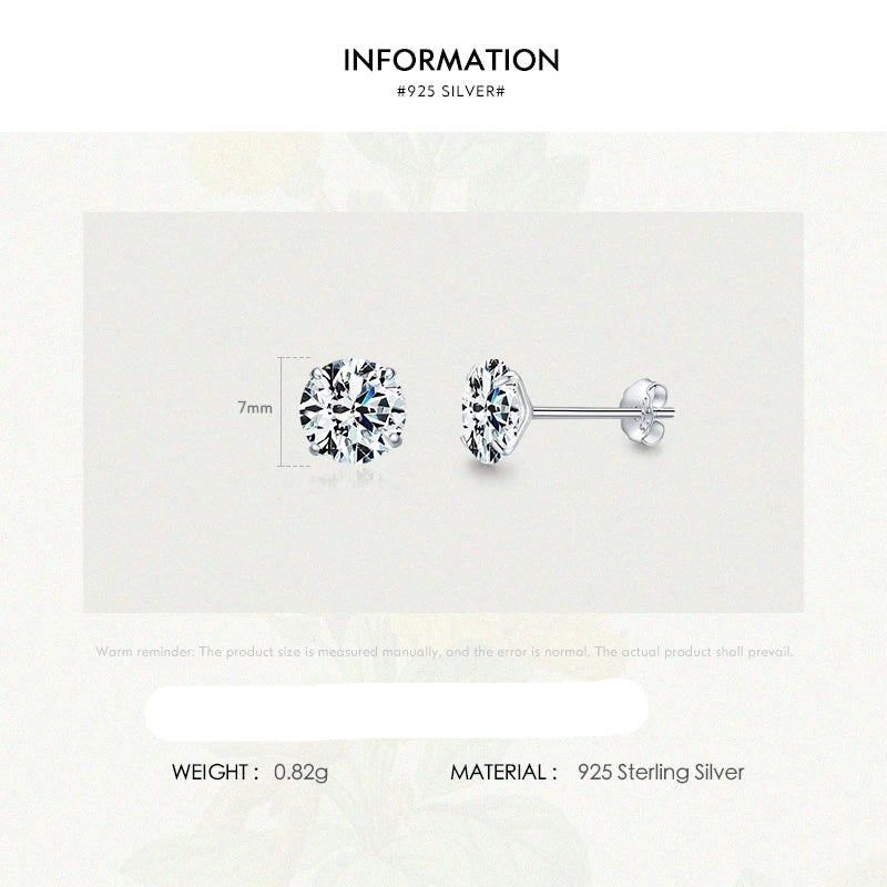 Exquisite 925 Sterling Silver Round CZ Stud Earrings - Dazzling Zirconia for Women's Wedding Jewelry in Multiple Sizes