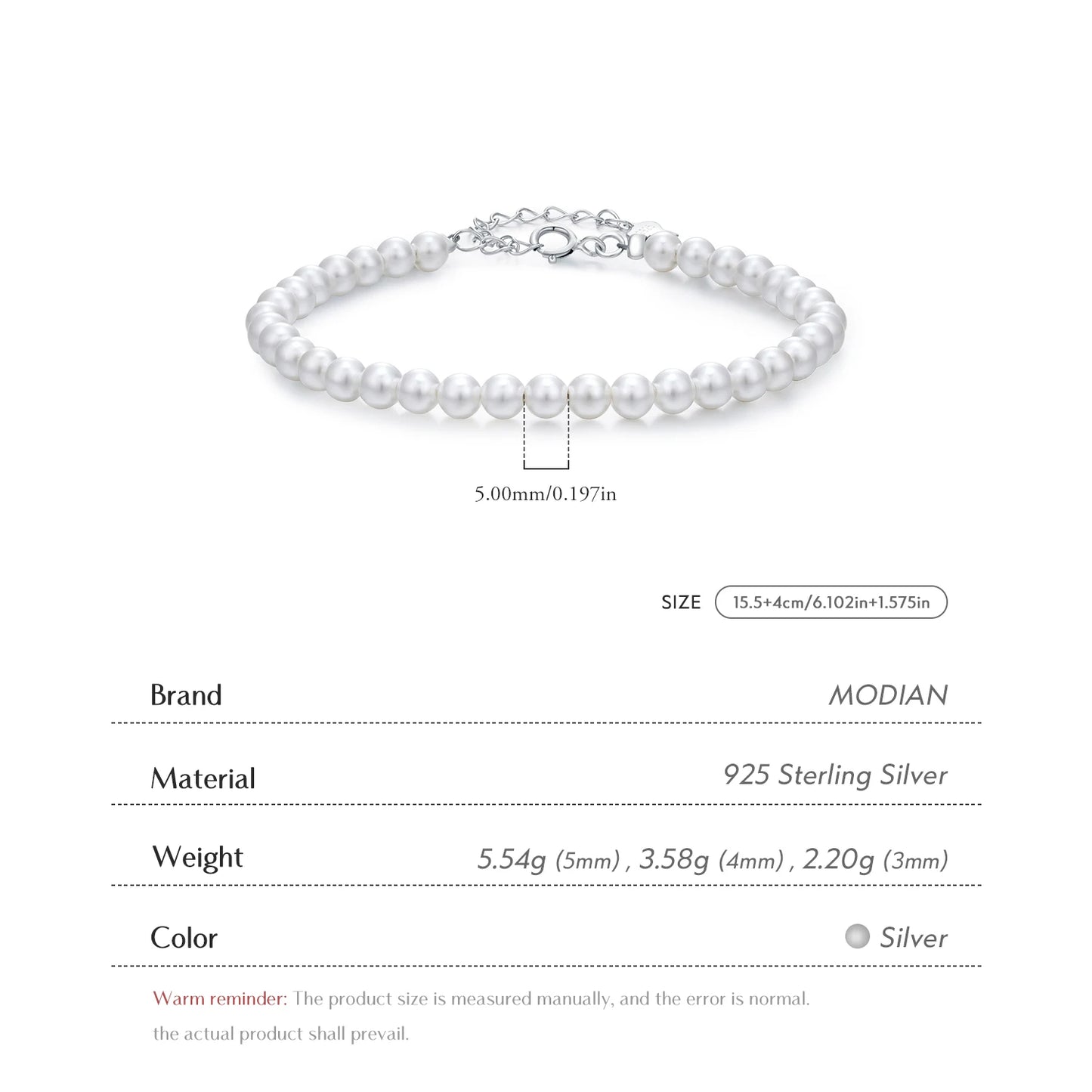 Elegantly Crafted 925 Sterling Silver Stackable Shell Pearl Bracelet - Perfect for Women's Parties and Fine Jewelry Collections