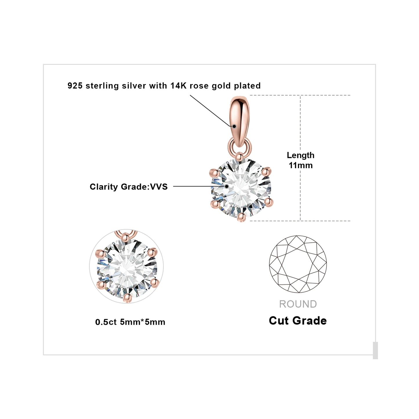 Exquisite Moissanite D Color Round Pendant Necklace in 925 Sterling Silver - A Timeless Elegance for Women