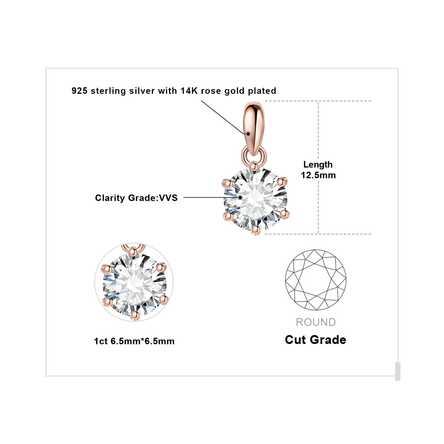 Exquisite Moissanite D Color Round Pendant Necklace in 925 Sterling Silver - A Timeless Elegance for Women