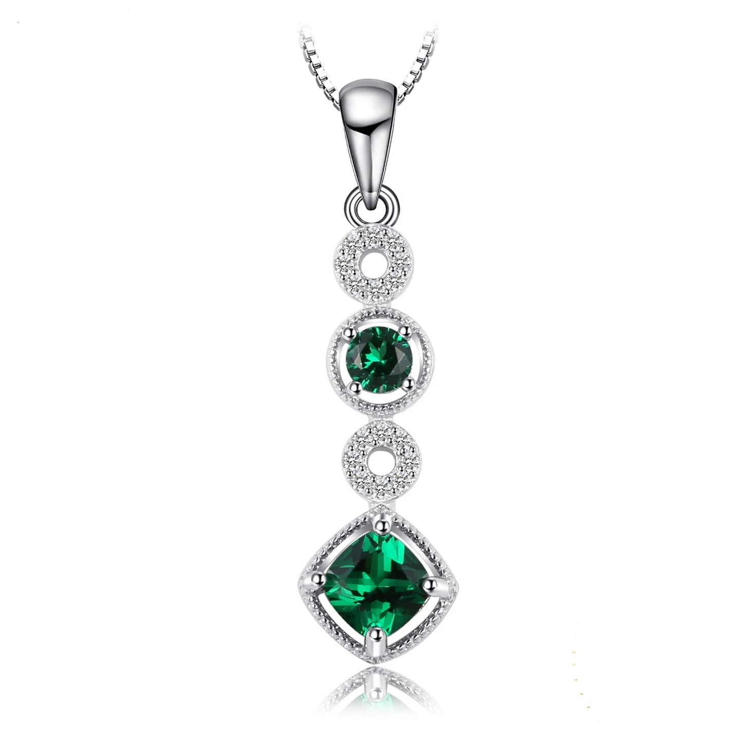 Exquisite Created Nano Emerald Pendant Necklace in 925 Sterling Silver - A Timeless Gift for Women