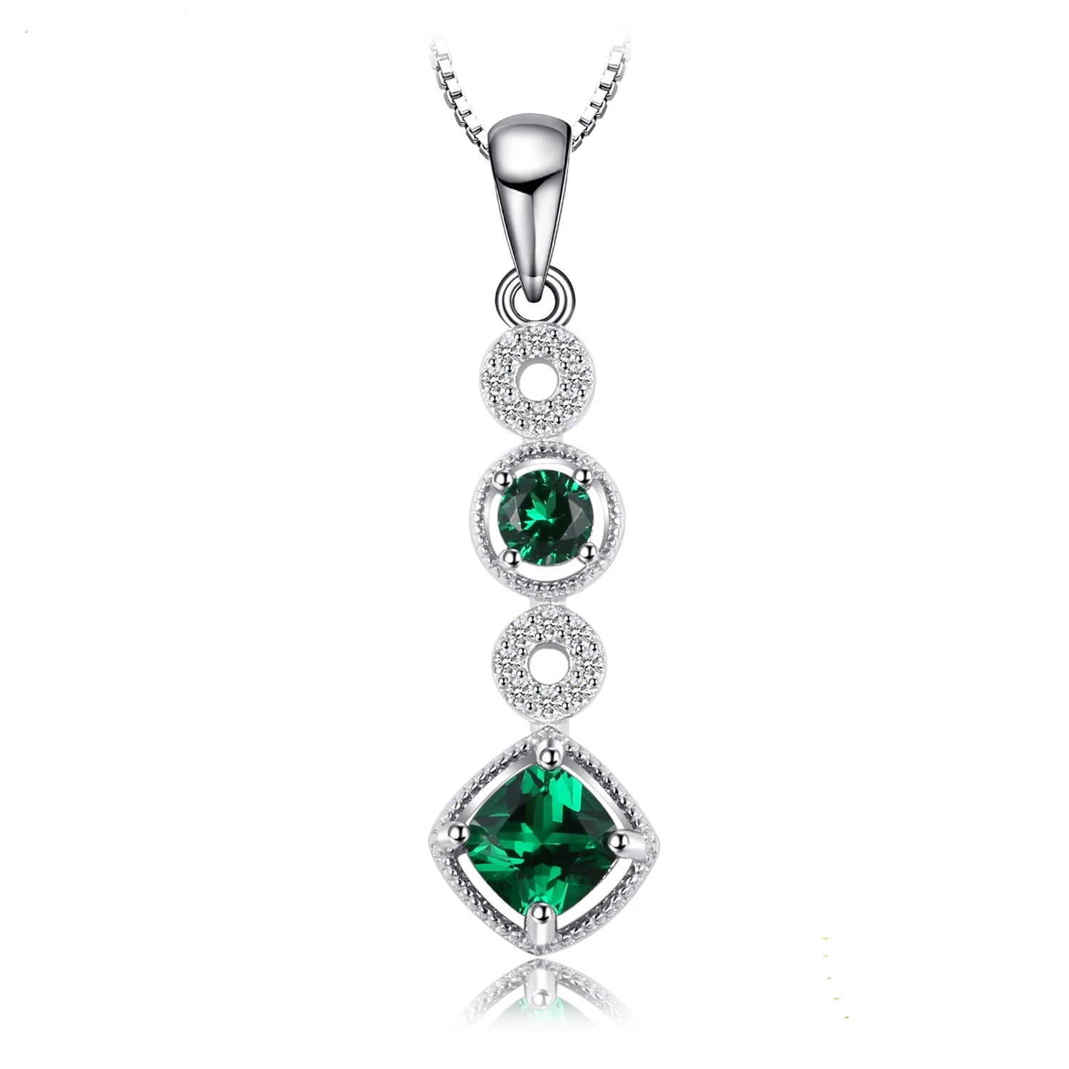Exquisite Created Nano Emerald Pendant Necklace in 925 Sterling Silver - A Timeless Gift for Women